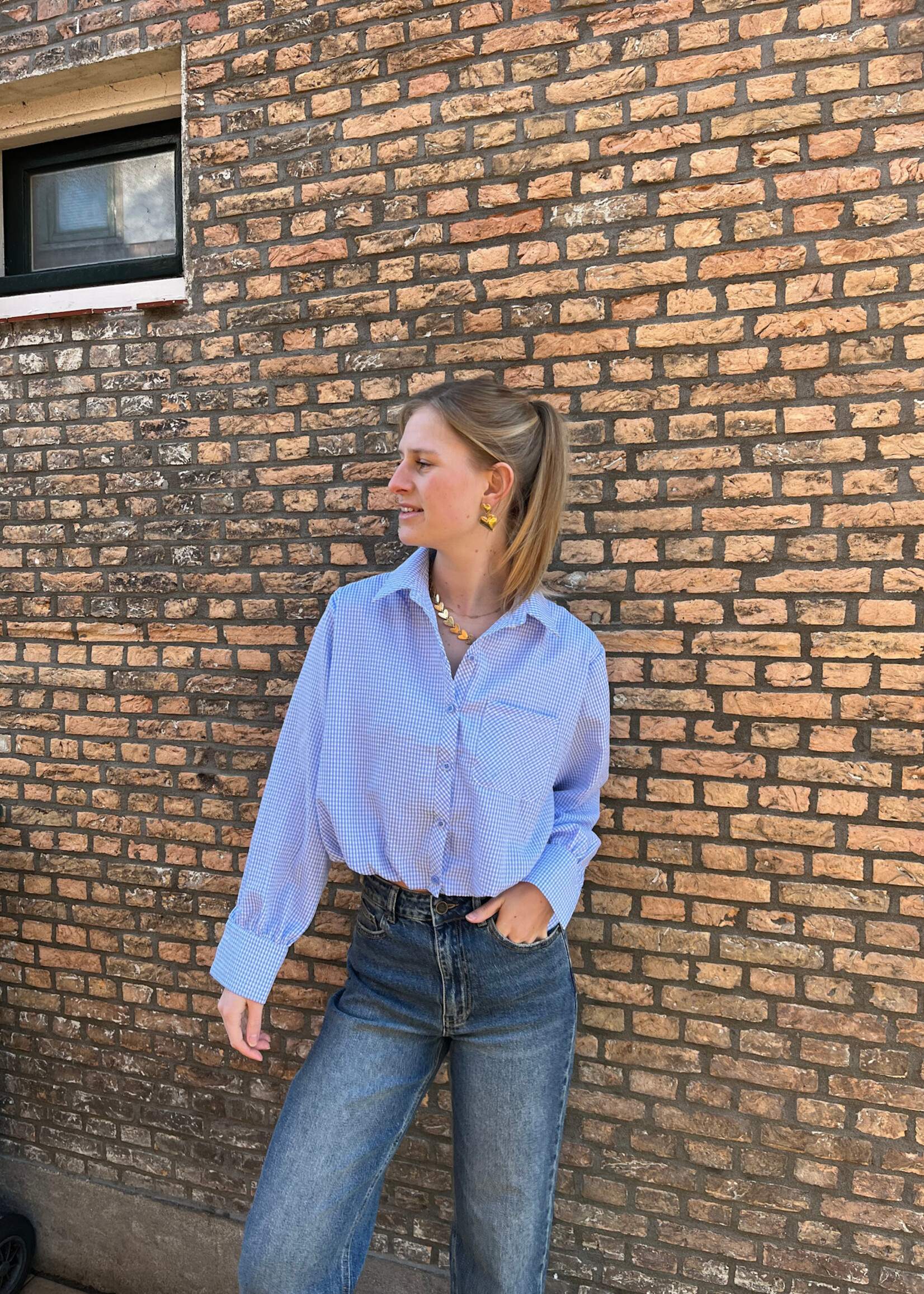 Flo Boutique Checked Blouse Sissi Blue