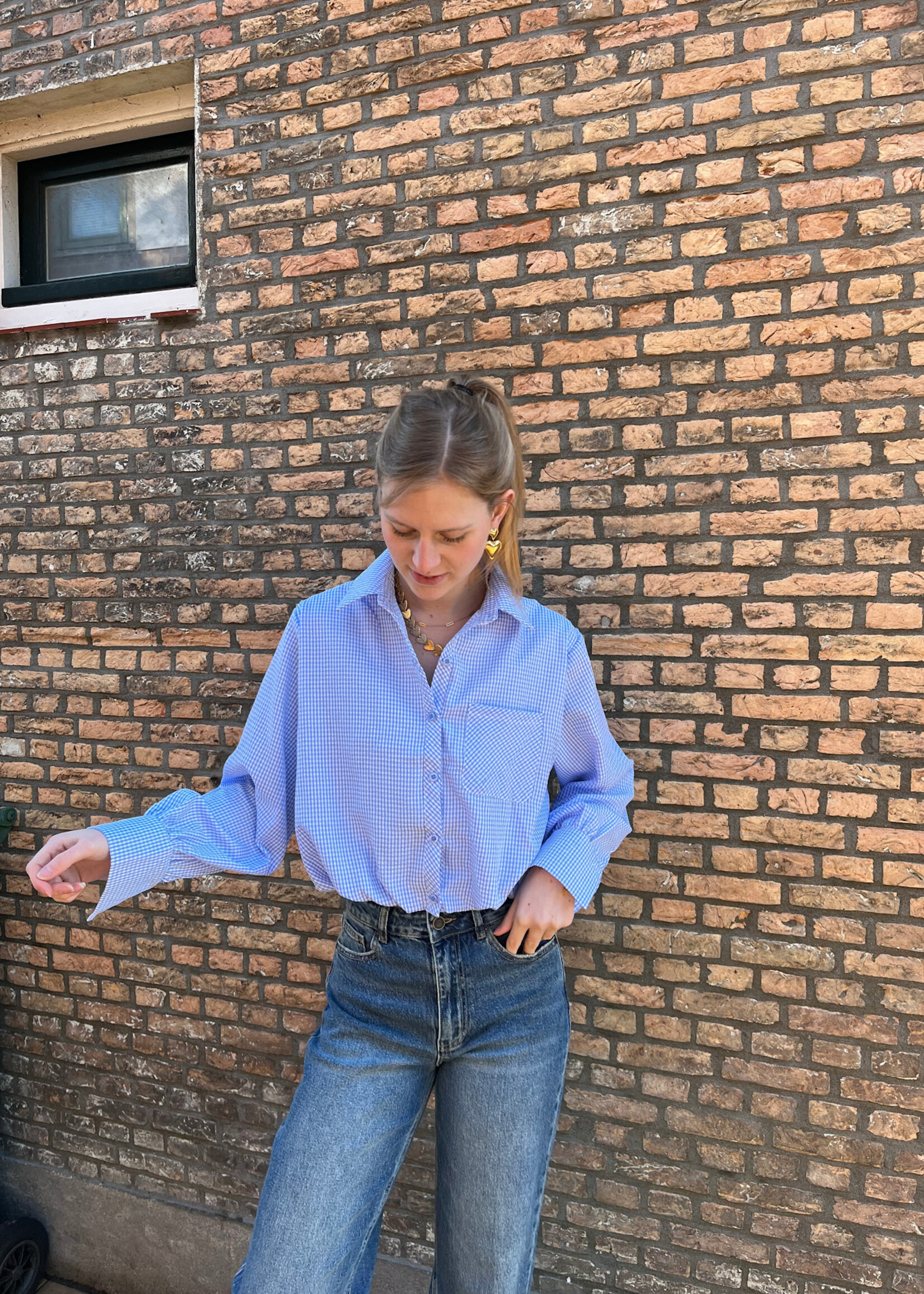 Flo Boutique Checked Blouse Sissi Blue