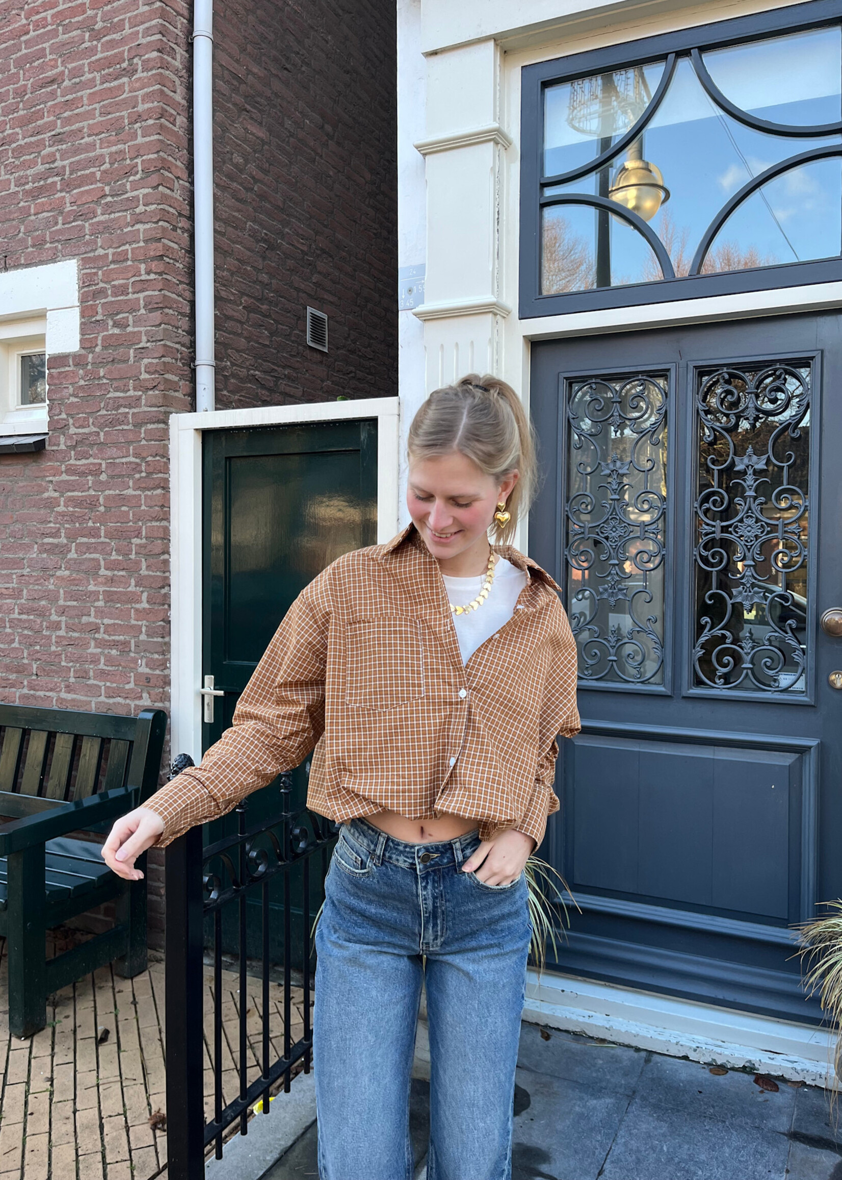 Flo Boutique Cropped Top+Blouse Renske Camel