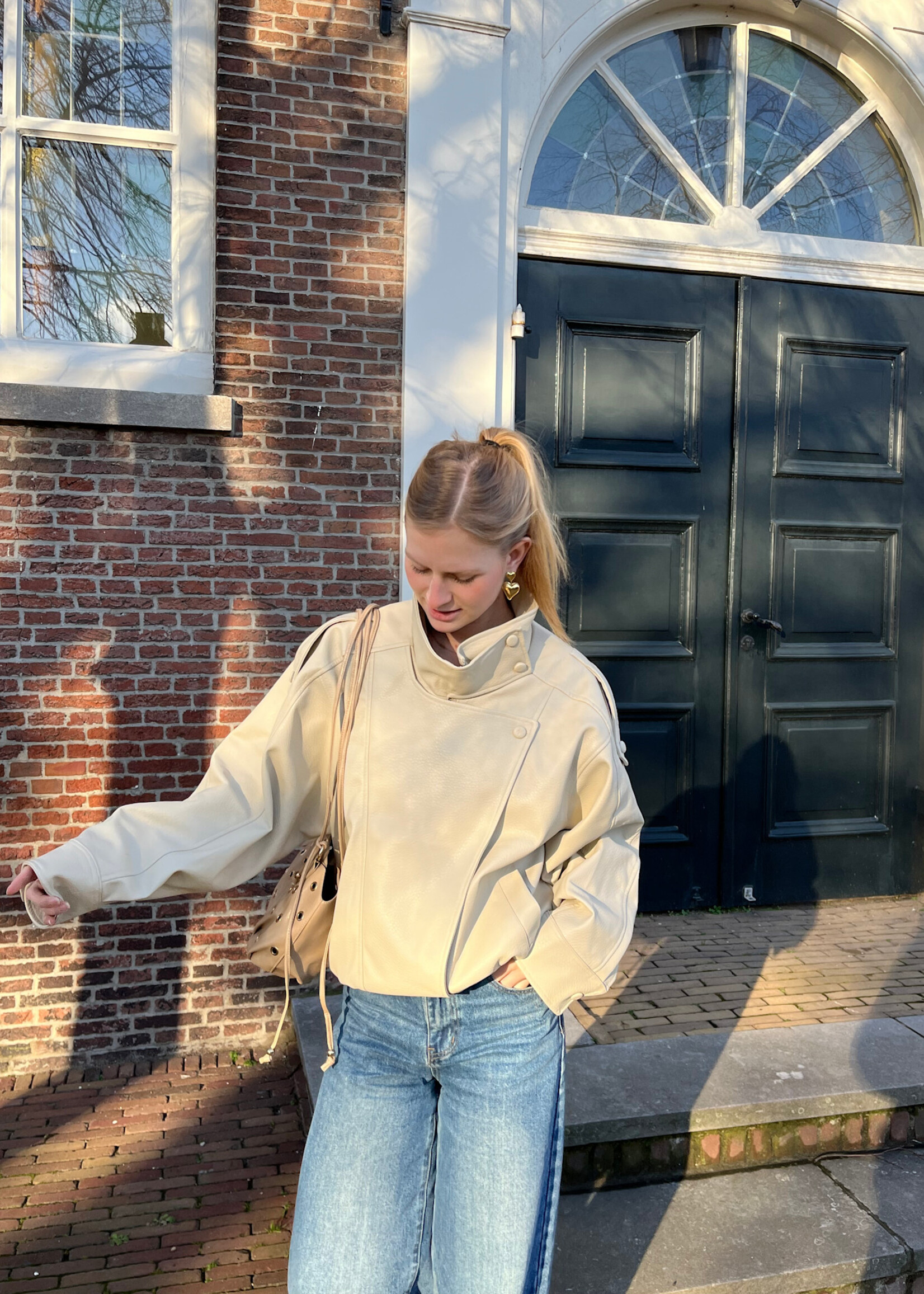 Flo Boutique Leather Jacket Perle Beige