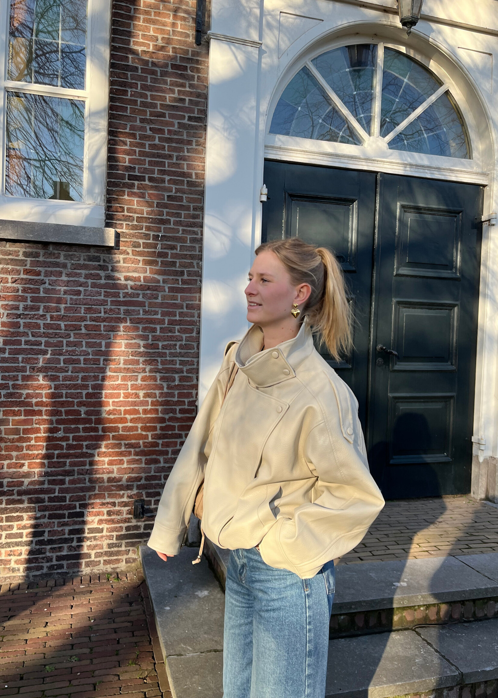 Flo Boutique Leather Jacket Perle Beige