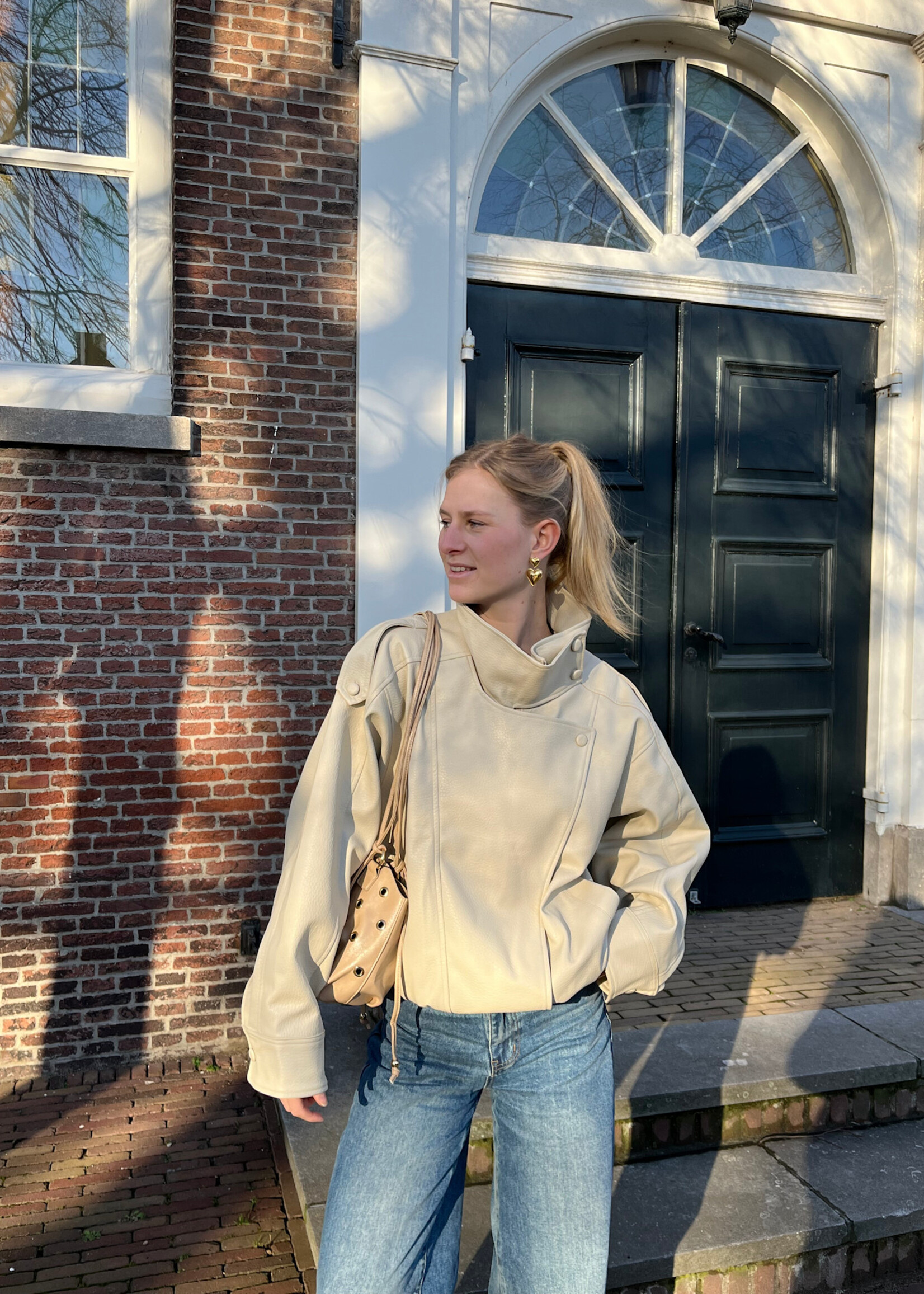 Flo Boutique Leather Jacket Perle Beige