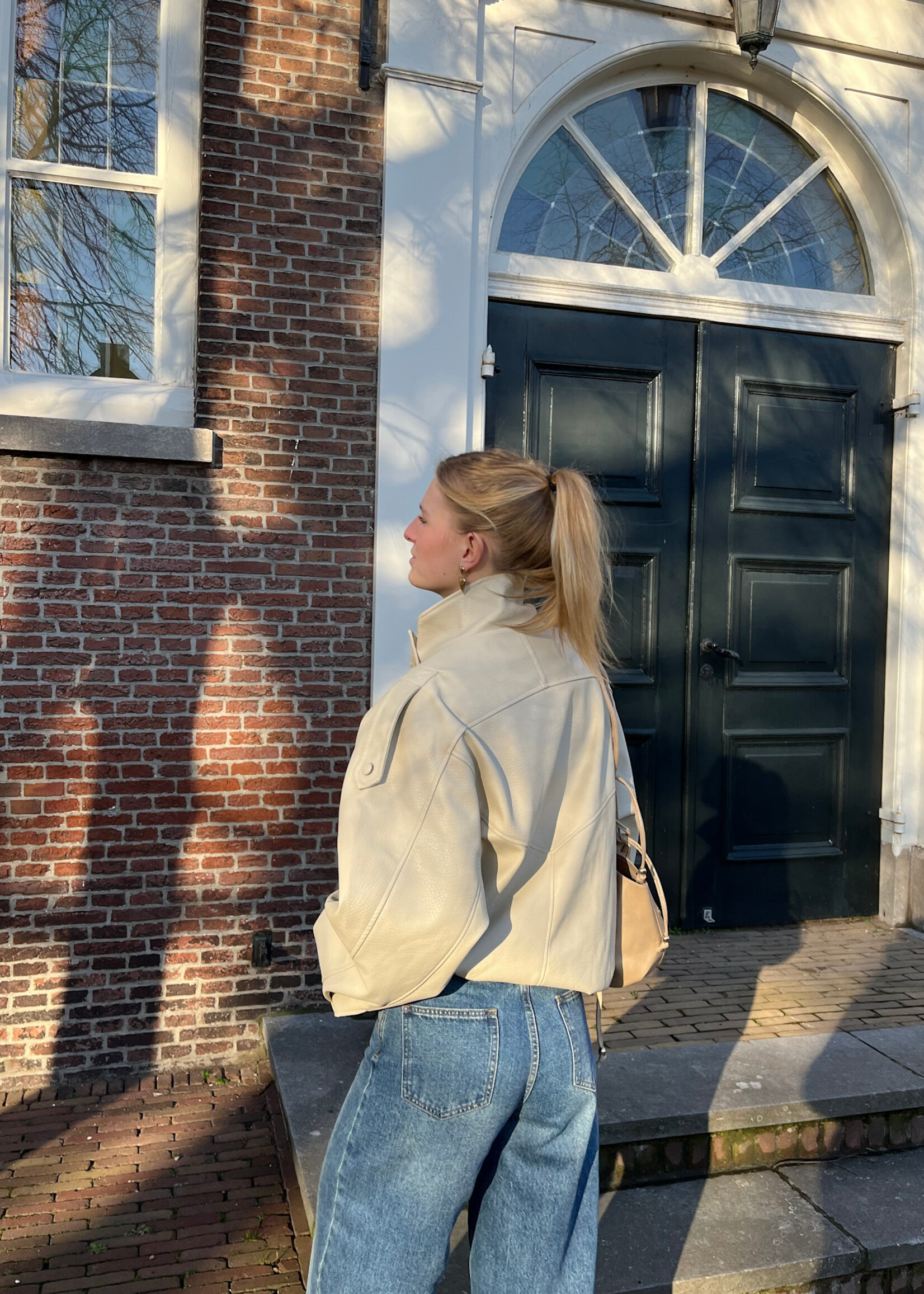 Flo Boutique Leather Jacket Perle Beige