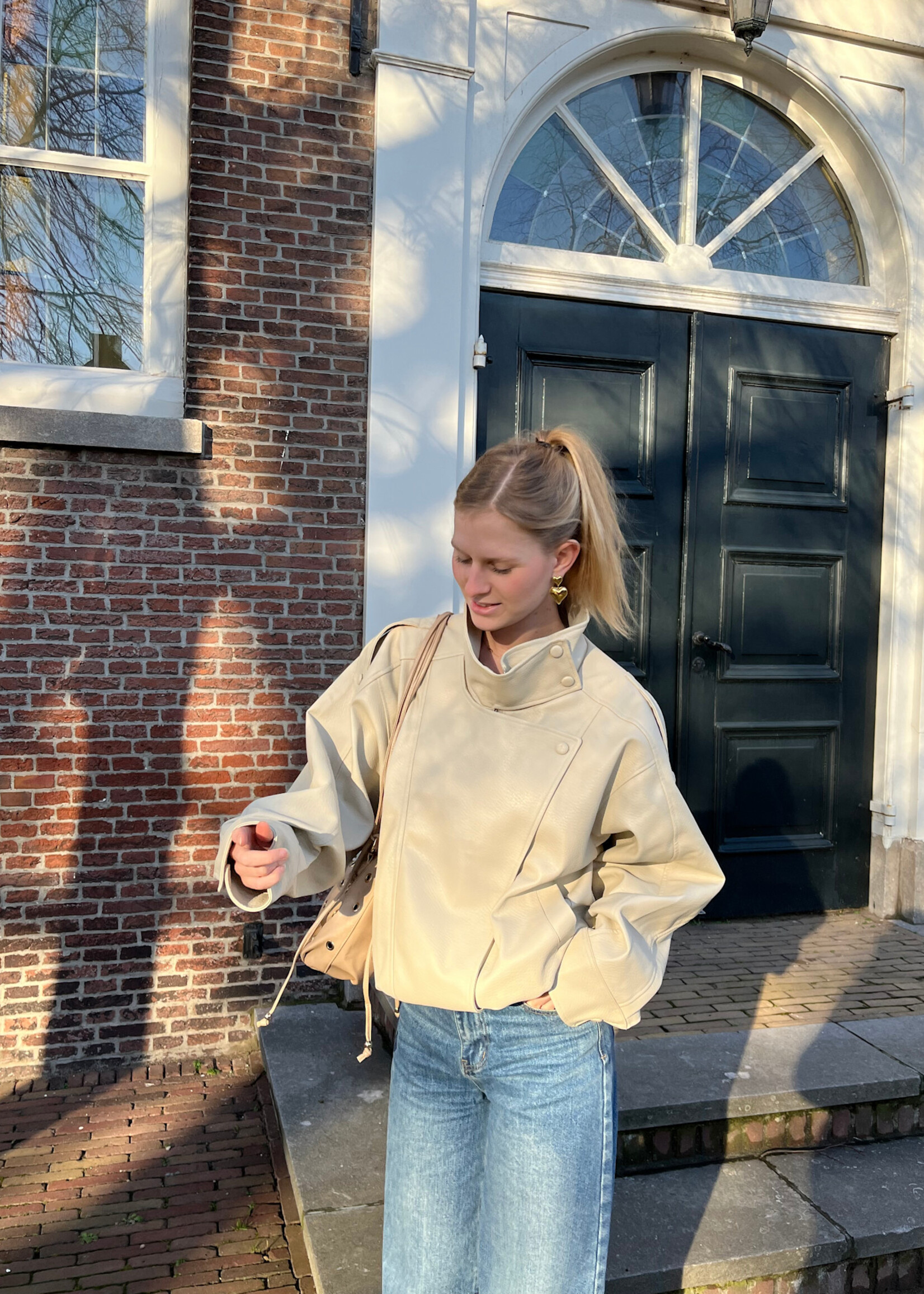 Flo Boutique Leather Jacket Perle Beige