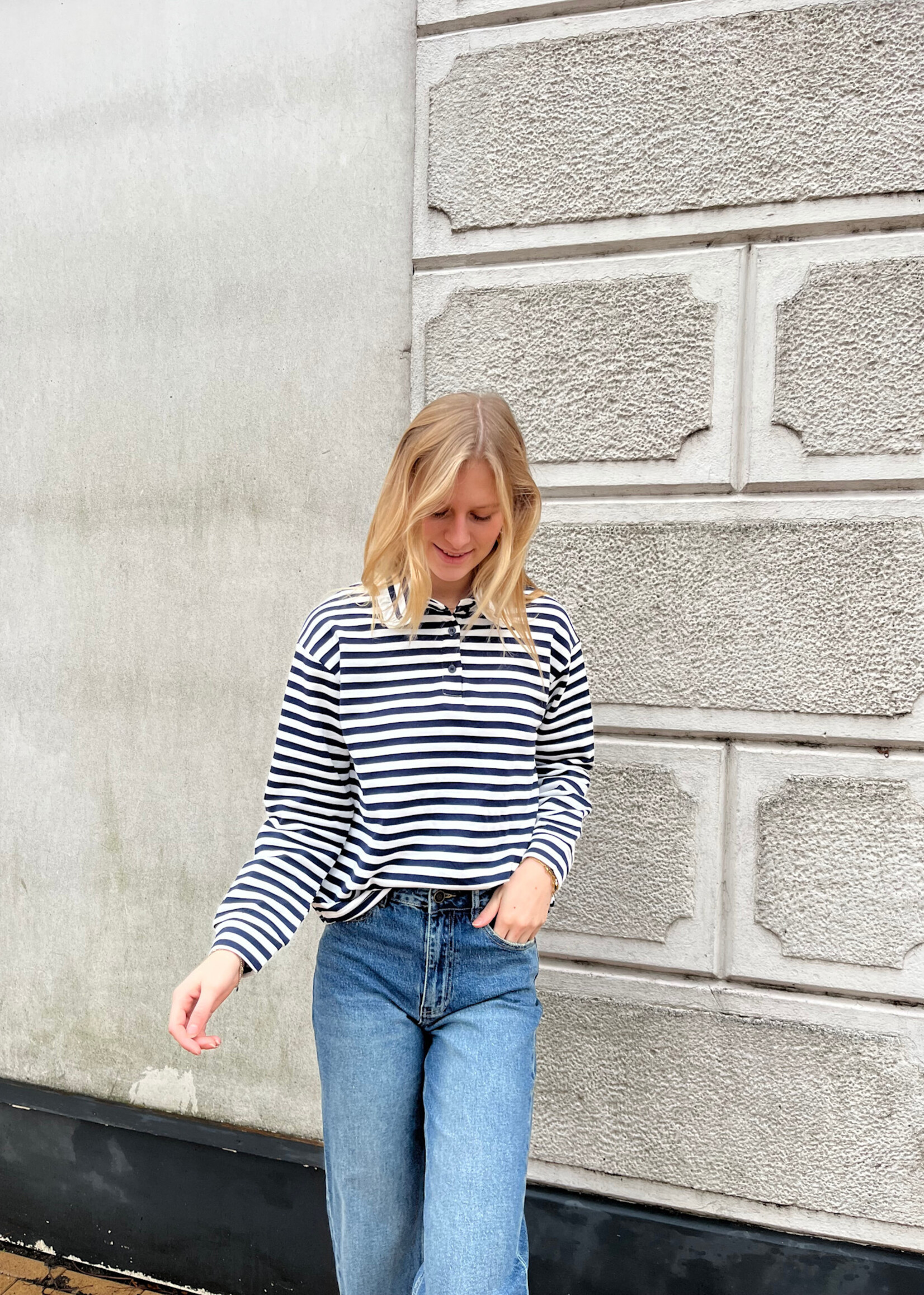 Flo Boutique Top Flin Blue/White