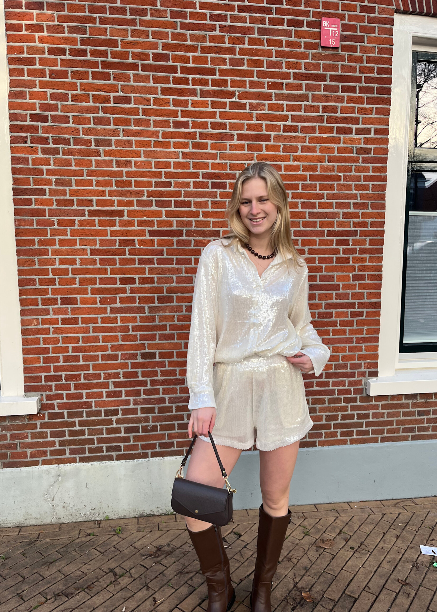 Flo Boutique Short Trix Sequin Beige