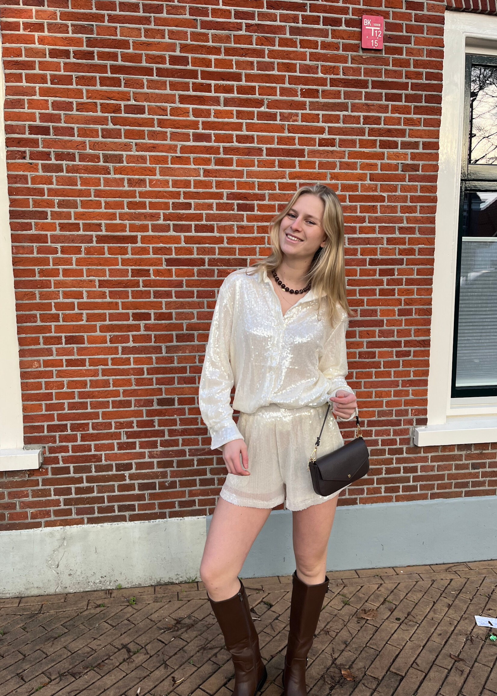 Flo Boutique Short Trix Sequin Beige