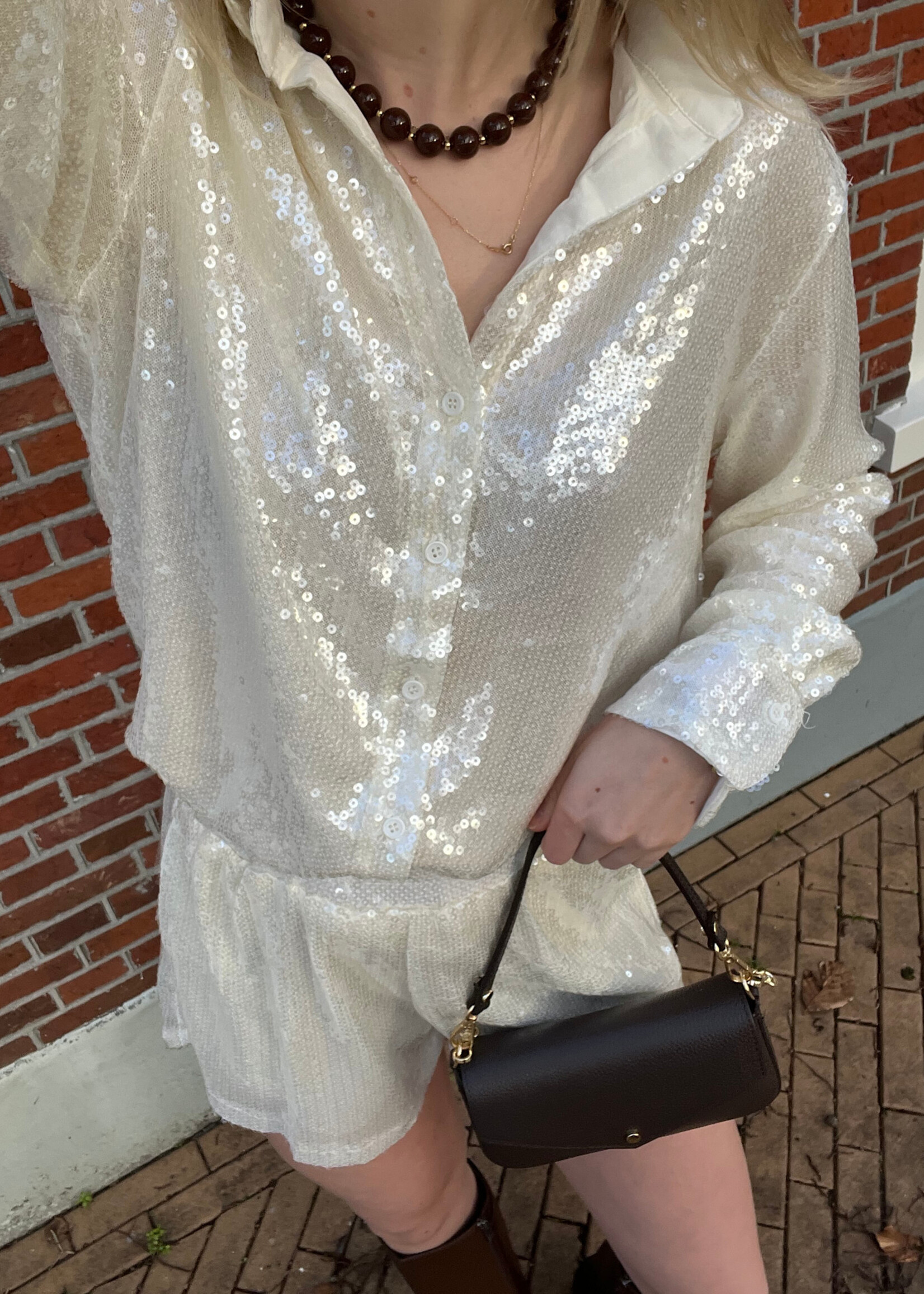 Flo Boutique Blouse Trix Sequin Beige