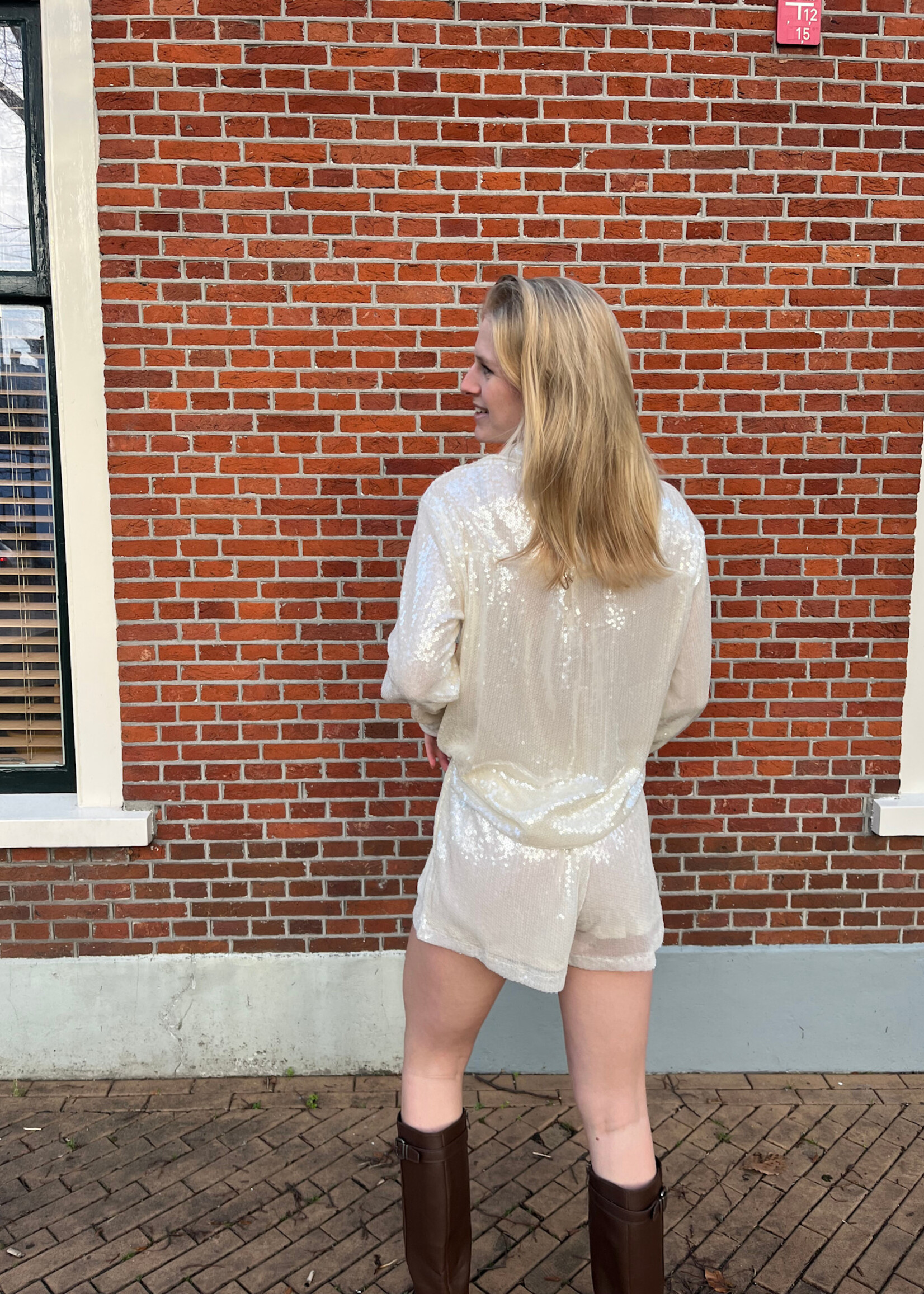 Flo Boutique Blouse Trix Sequin Beige