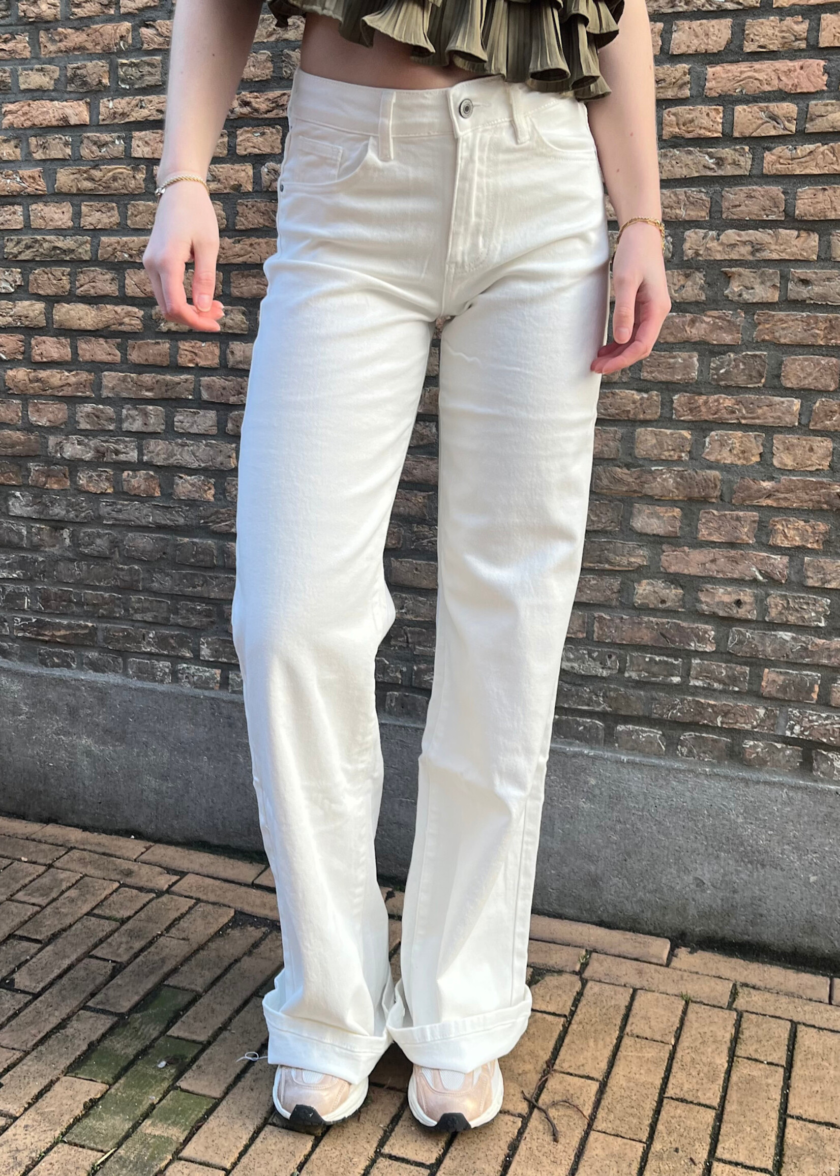 Flo Boutique Wide leg jeans white extra long