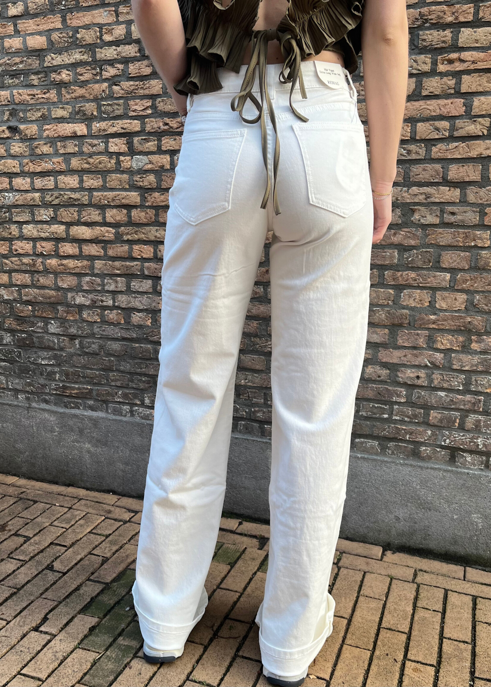 Flo Boutique Wide leg jeans white extra long
