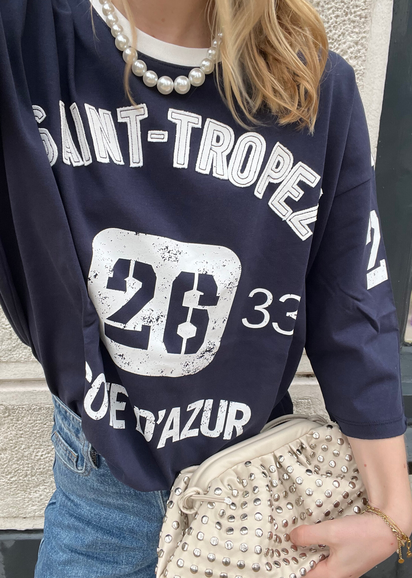 Flo Boutique Baseball Tee Saint Navy