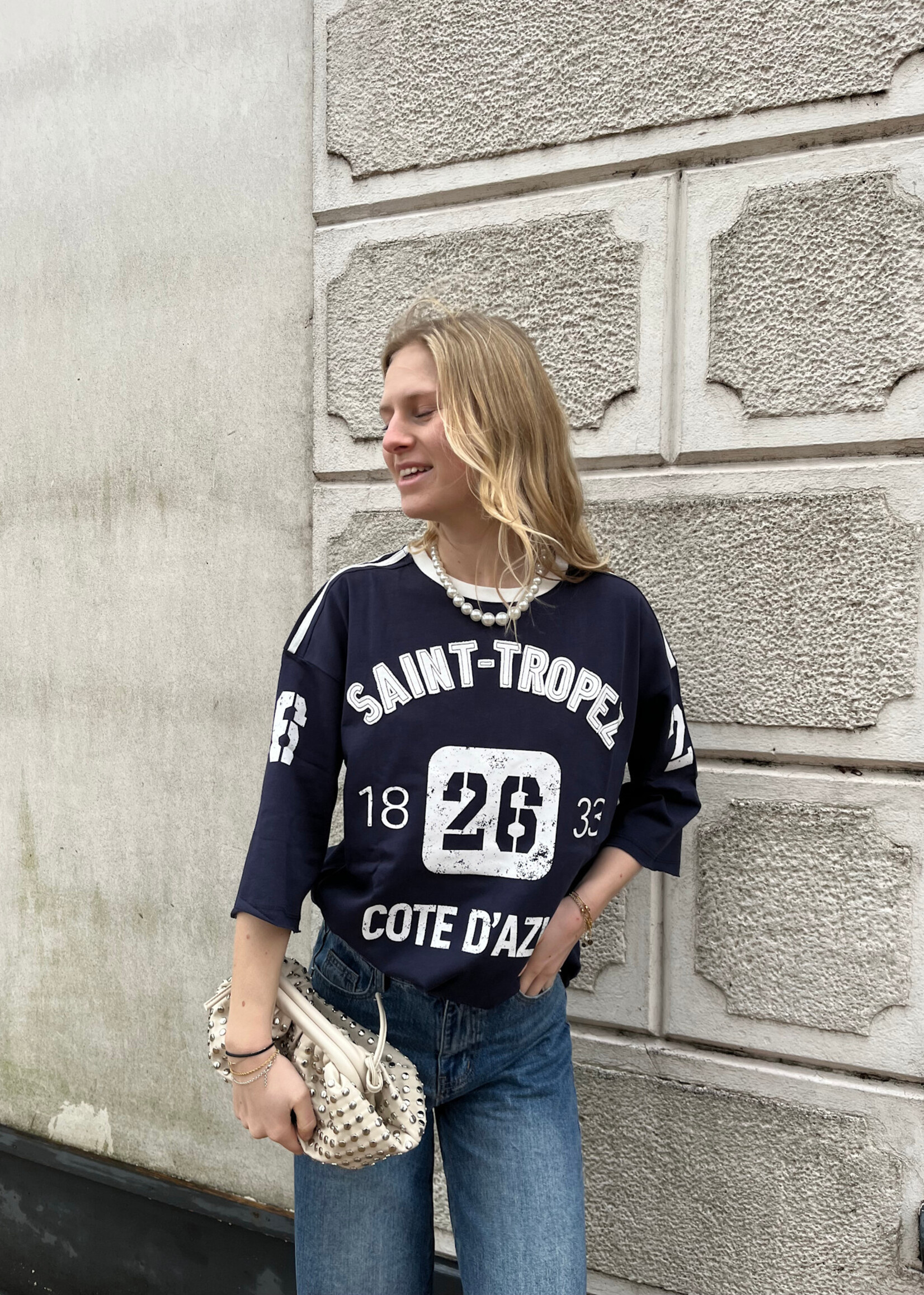 Flo Boutique Baseball Tee Saint Navy