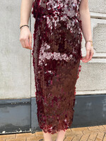 Flo Boutique Long Sequin Skirt Mae Bordeaux