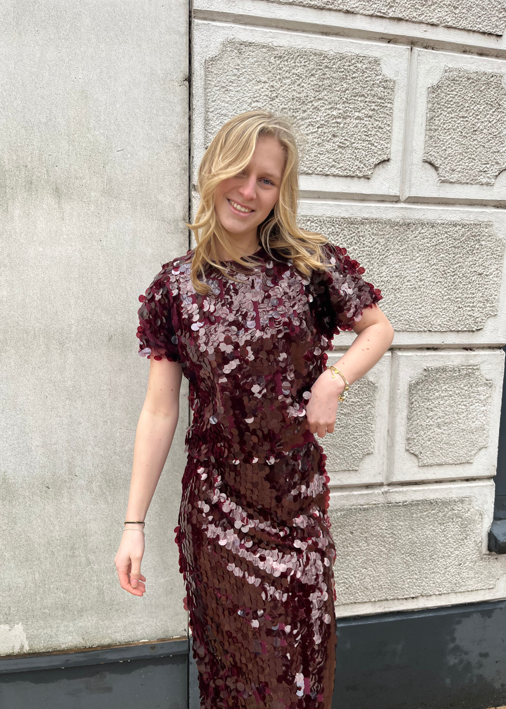 Flo Boutique Long Sequin Skirt Mae Bordeaux