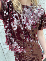 Flo Boutique Sequin Top Mae Bordeaux