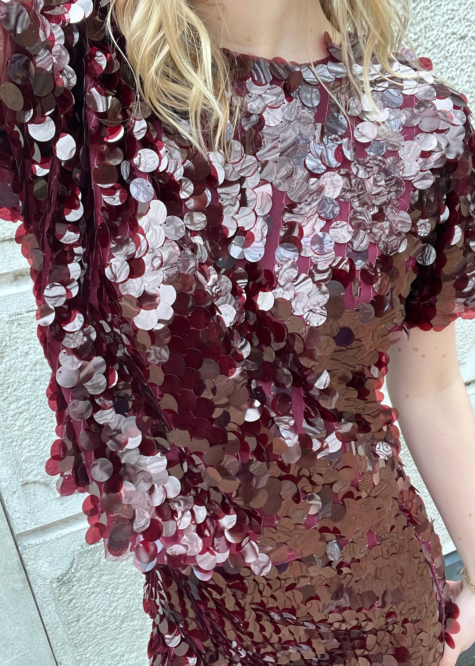 Flo Boutique Sequin Top Mae Bordeaux