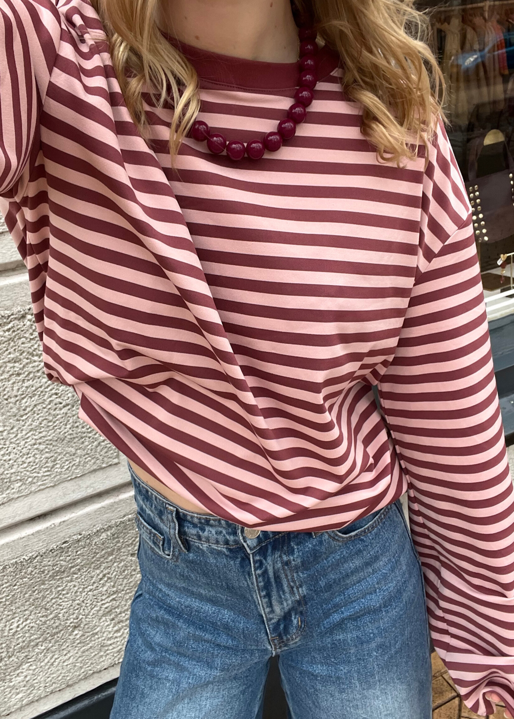 Flo Boutique Longsleeve Teun Stripe Pink/Red