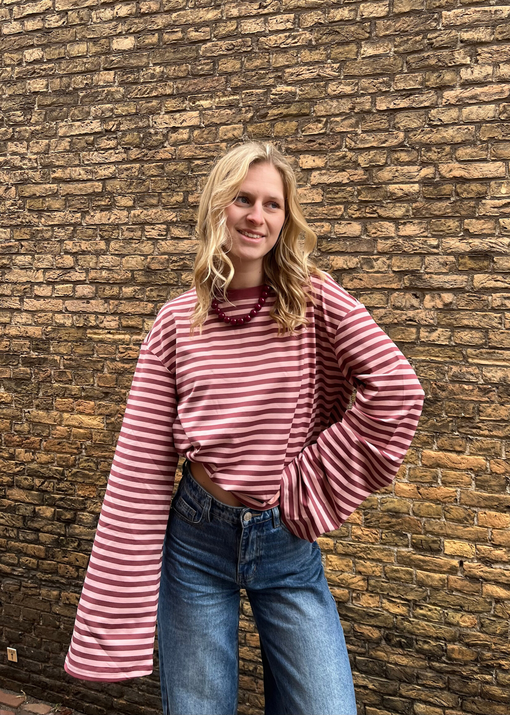 Flo Boutique Longsleeve Teun Stripe Pink/Red