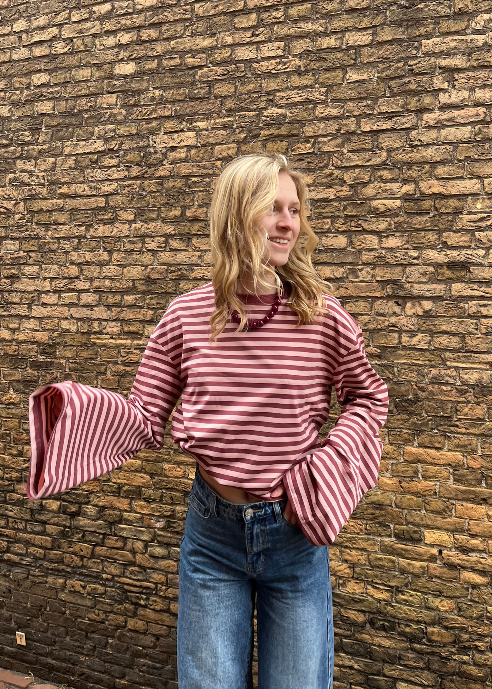 Flo Boutique Longsleeve Teun Stripe Pink/Red