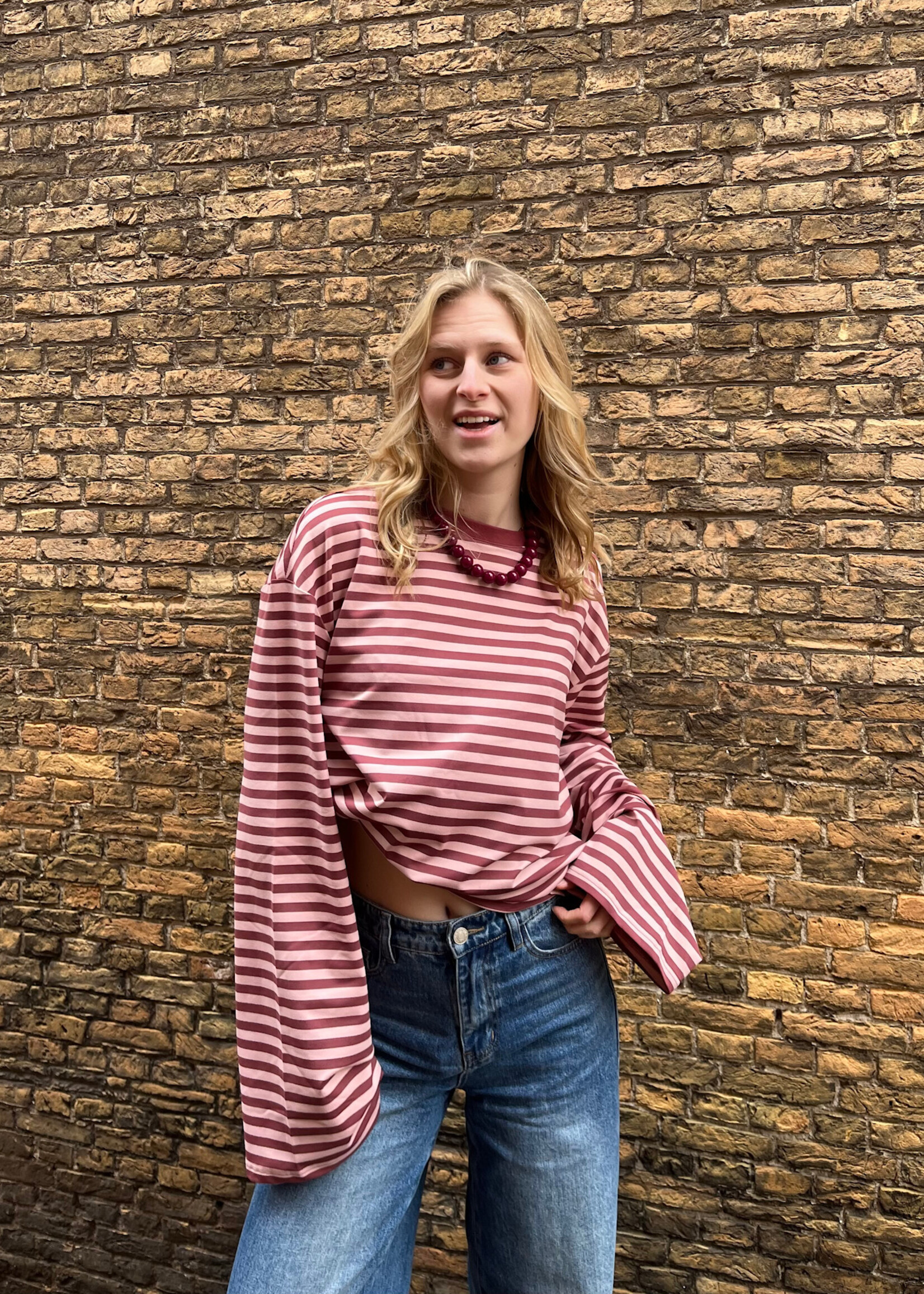 Flo Boutique Longsleeve Teun Stripe Pink/Red