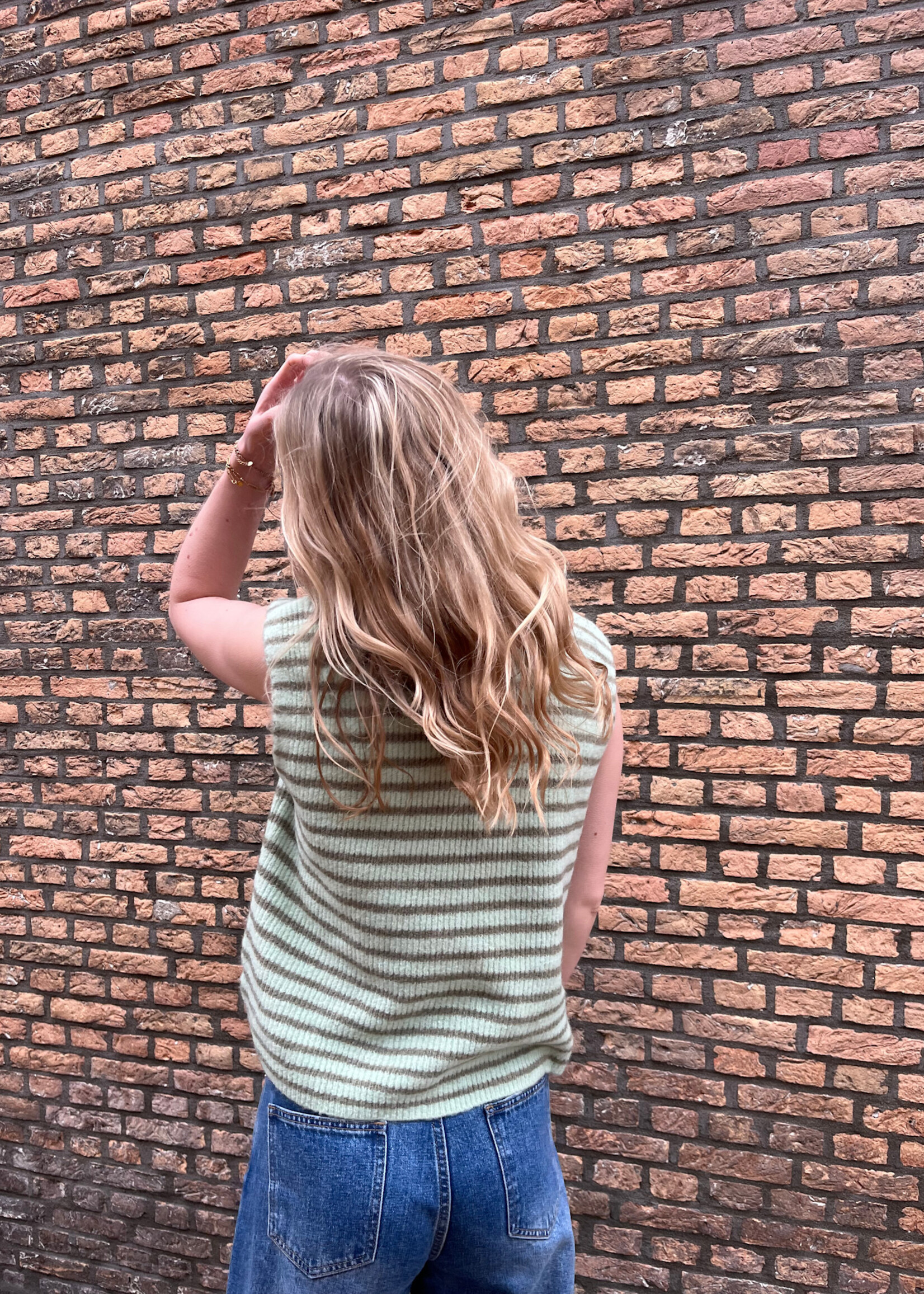 Flo Boutique Gilet Bregje Stripe Green