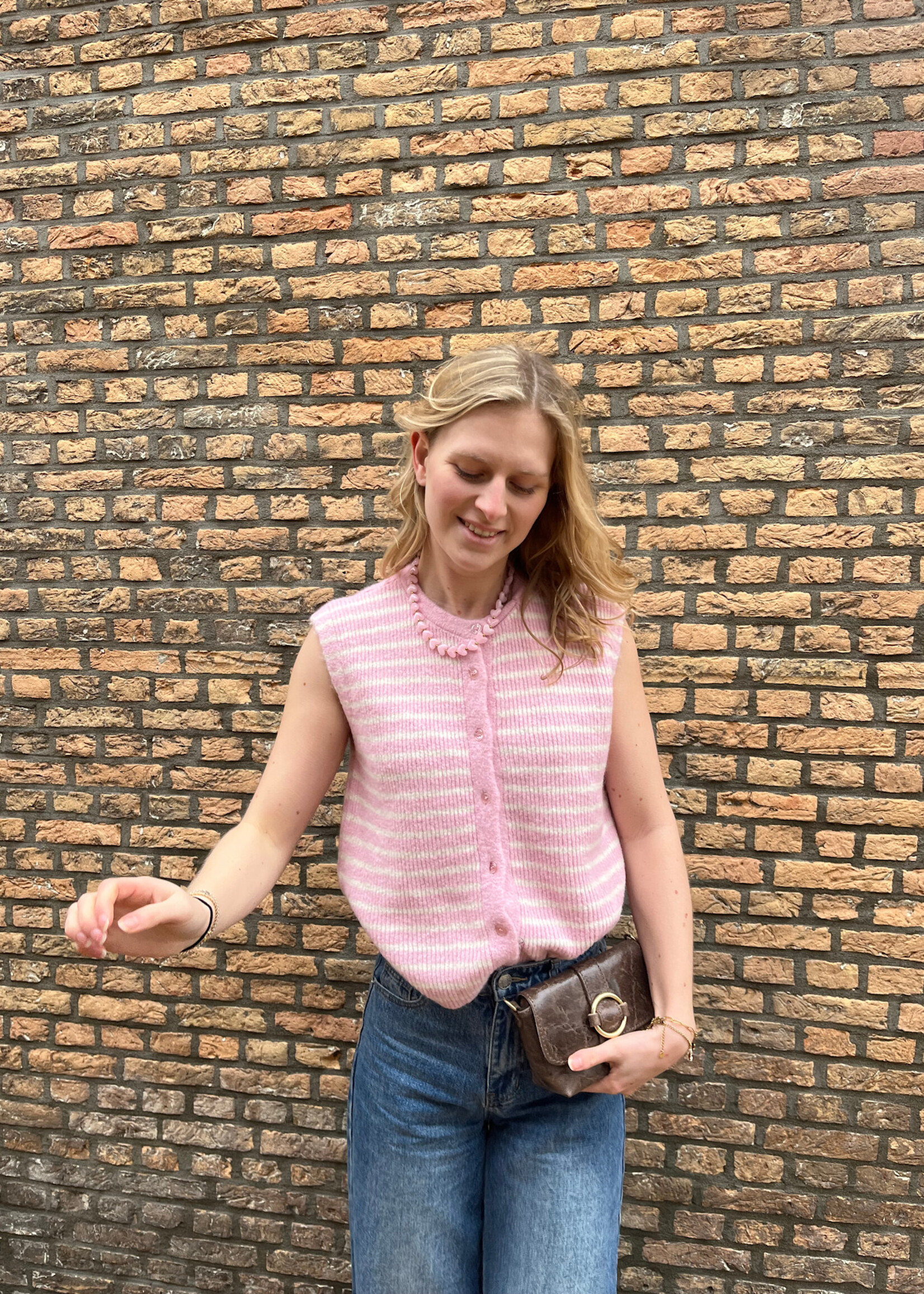 Flo Boutique Gilet Bregje Stripe Pink