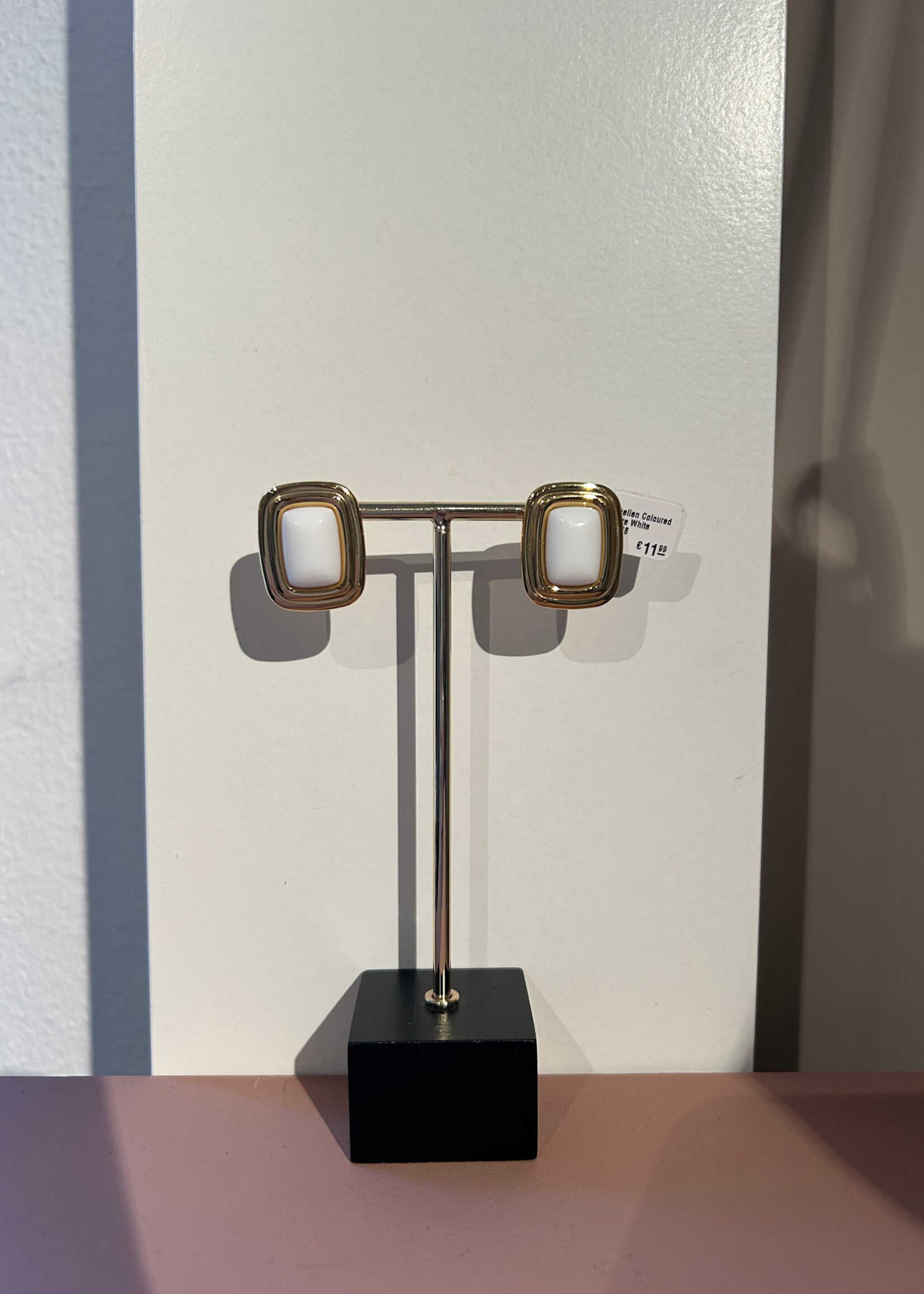 Flo Boutique Oorbellen Coloured Square White