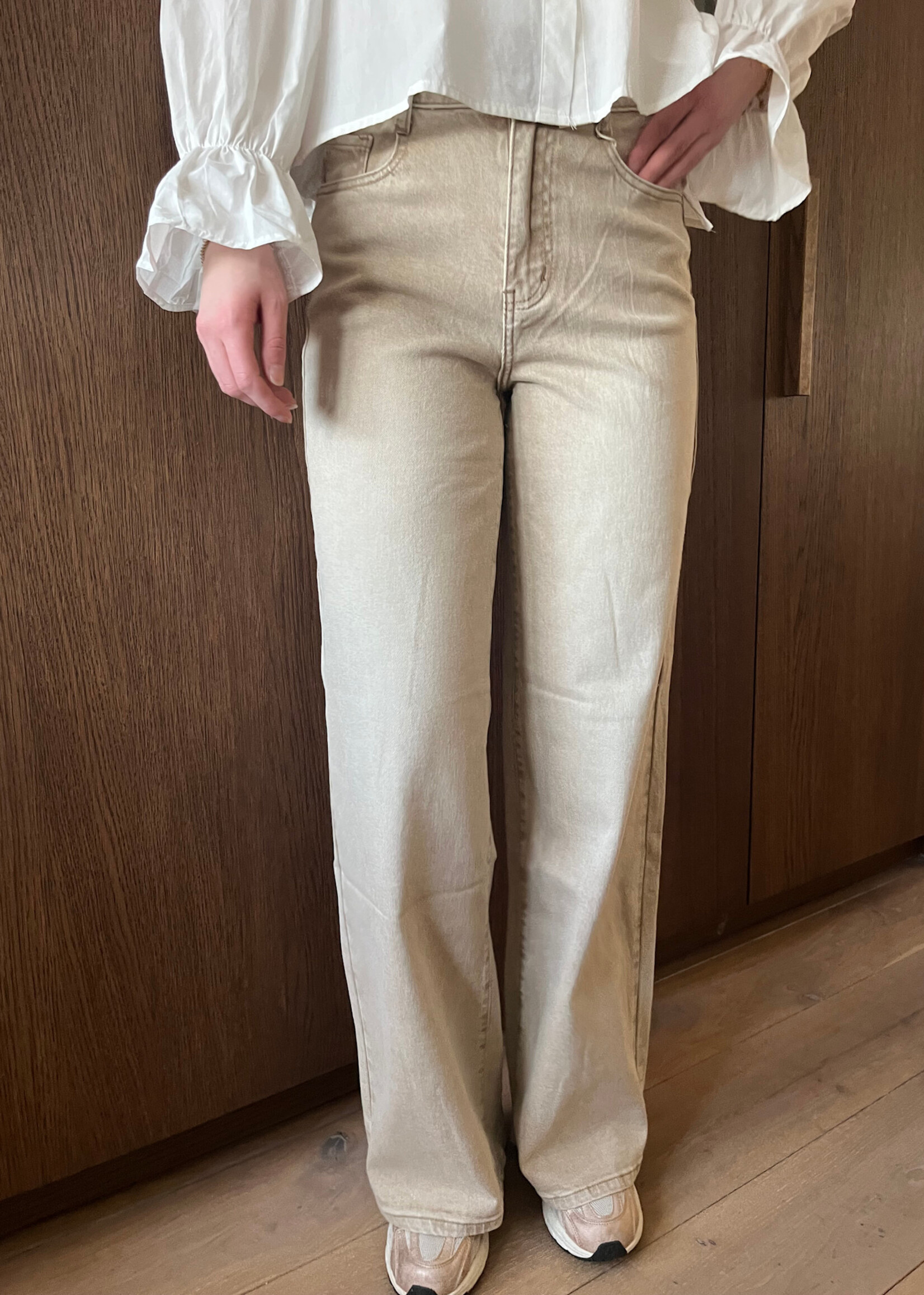 Flo Boutique Wide leg jeans Kate Taupe (tall)