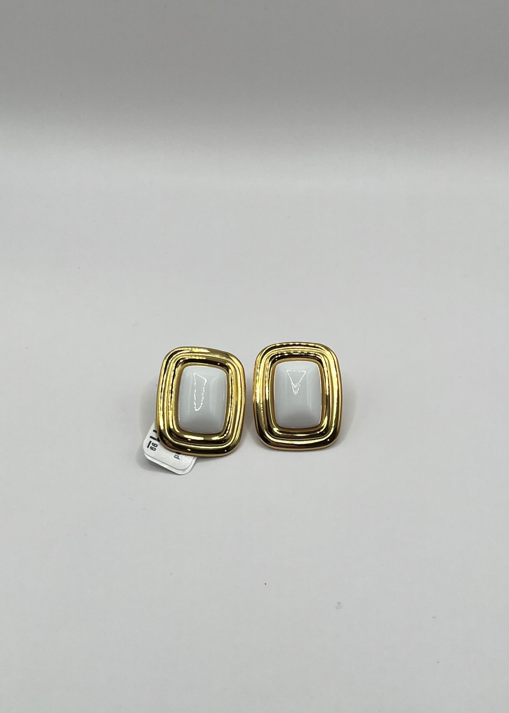 Flo Boutique Oorbellen Coloured Square White