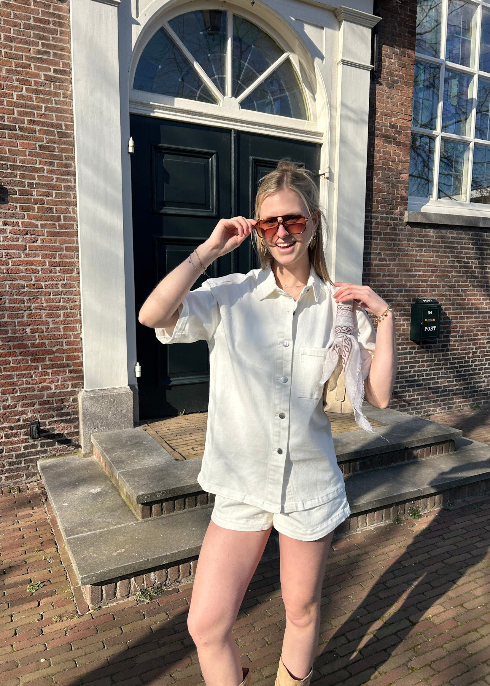 Flo Boutique Jeans top Nena Off-White