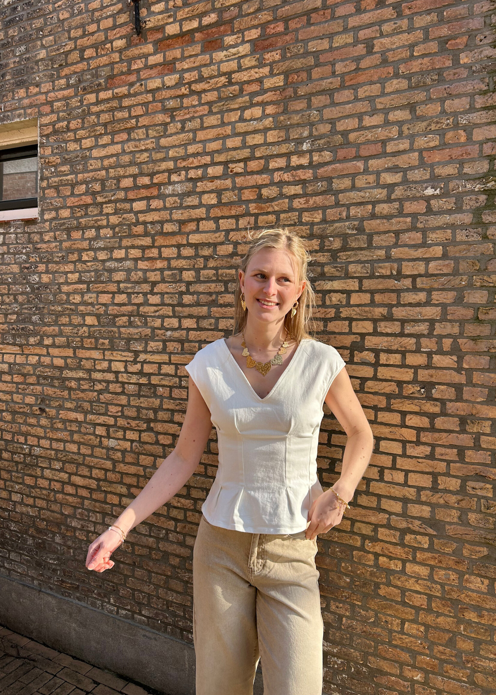 Flo Boutique Denim Top Jaylinn Off-White