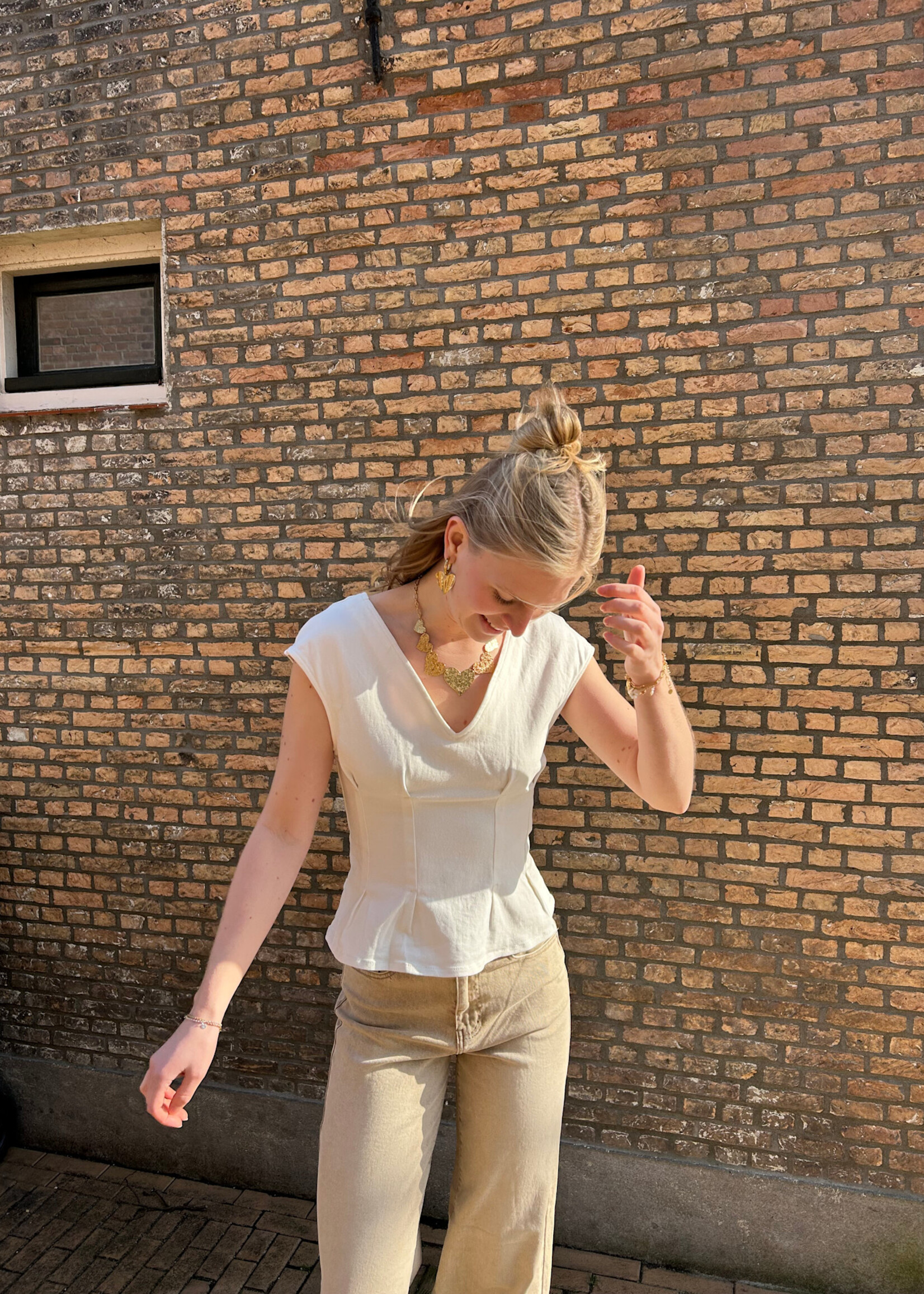 Flo Boutique Denim Top Jaylinn Off-White