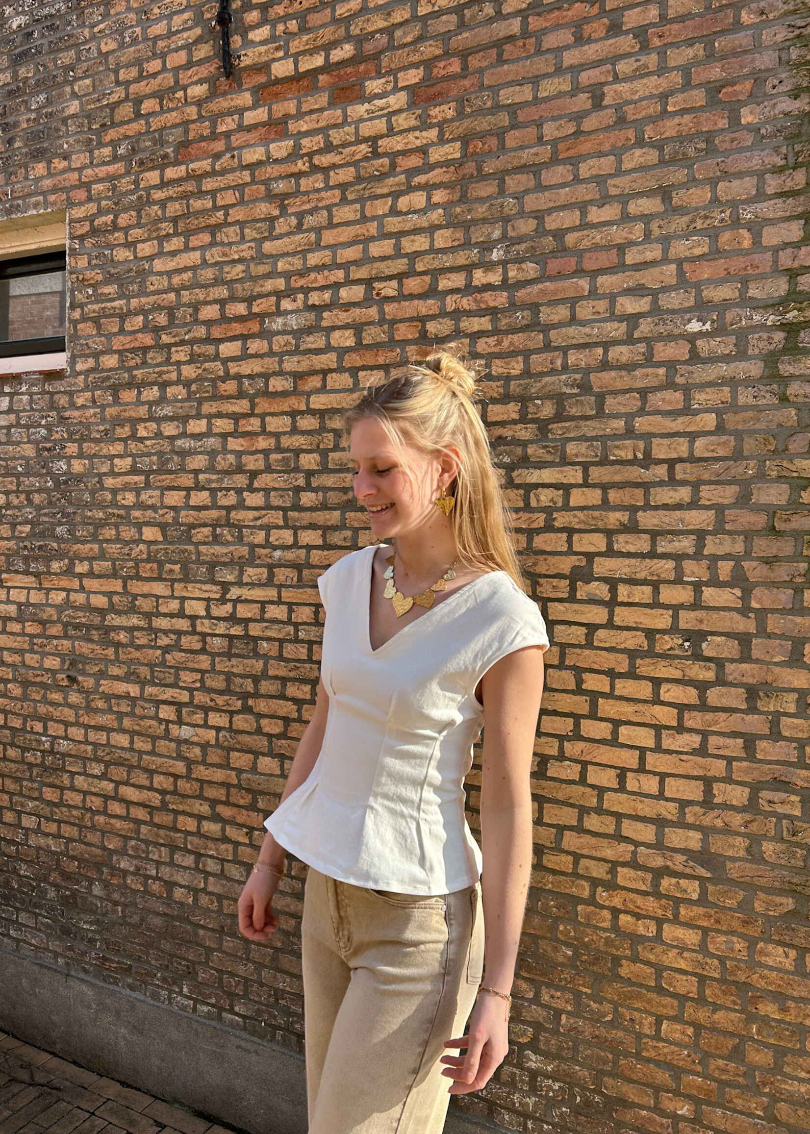 Flo Boutique Denim Top Jaylinn Off-White