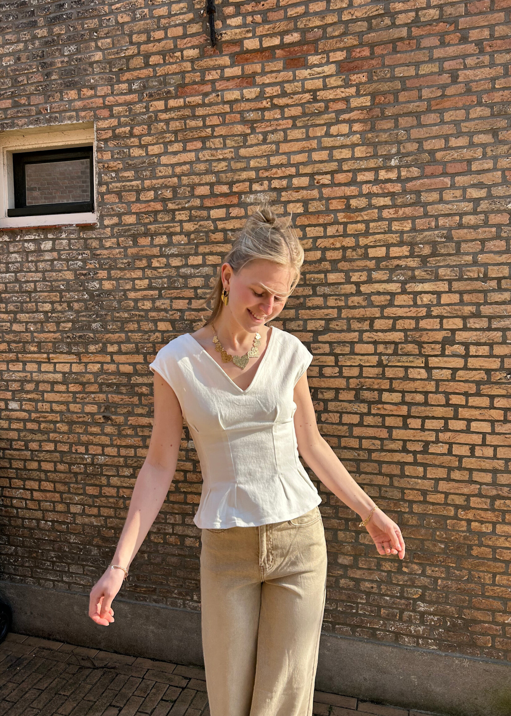 Flo Boutique Denim Top Jaylinn Off-White