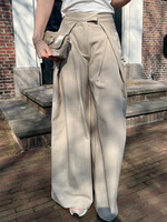 Flo Boutique Pleated Wide Leg broek Deirdre Light Taupe
