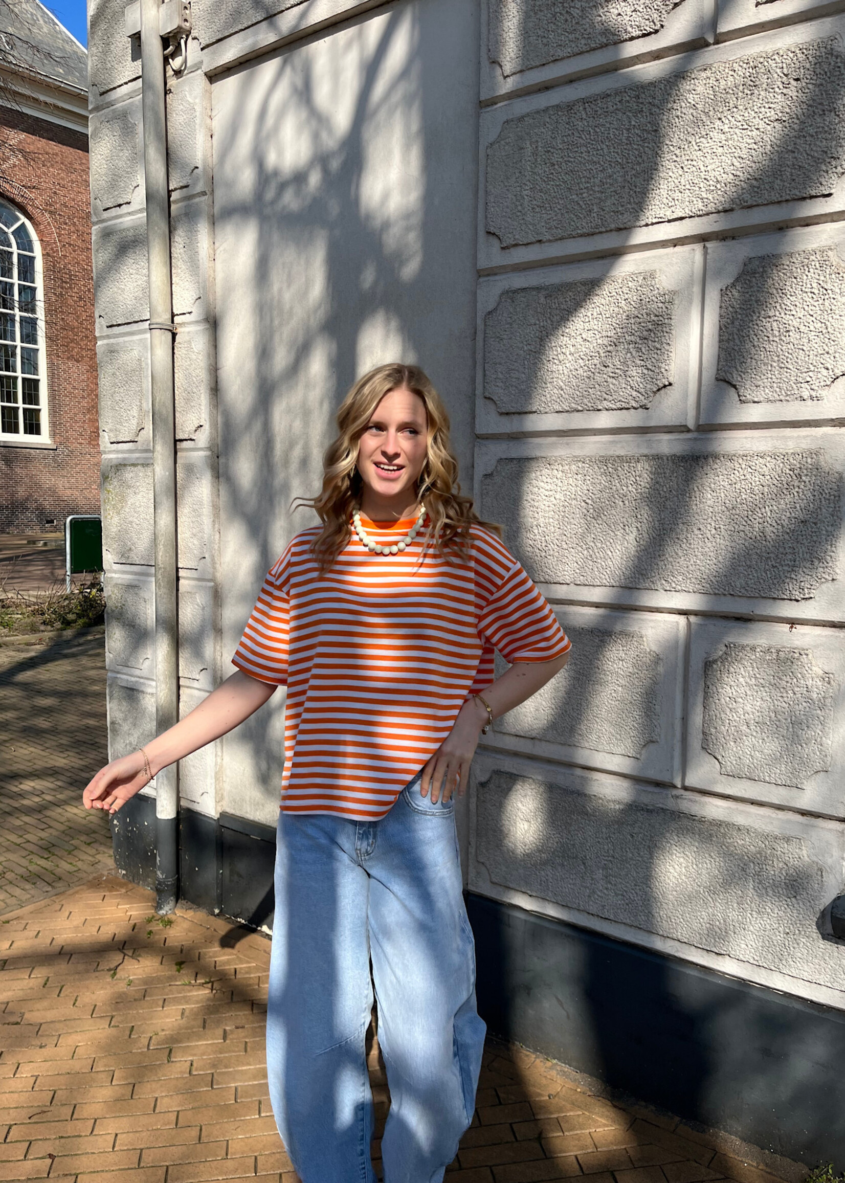 Flo Boutique Tee Fiona Stripe Orange