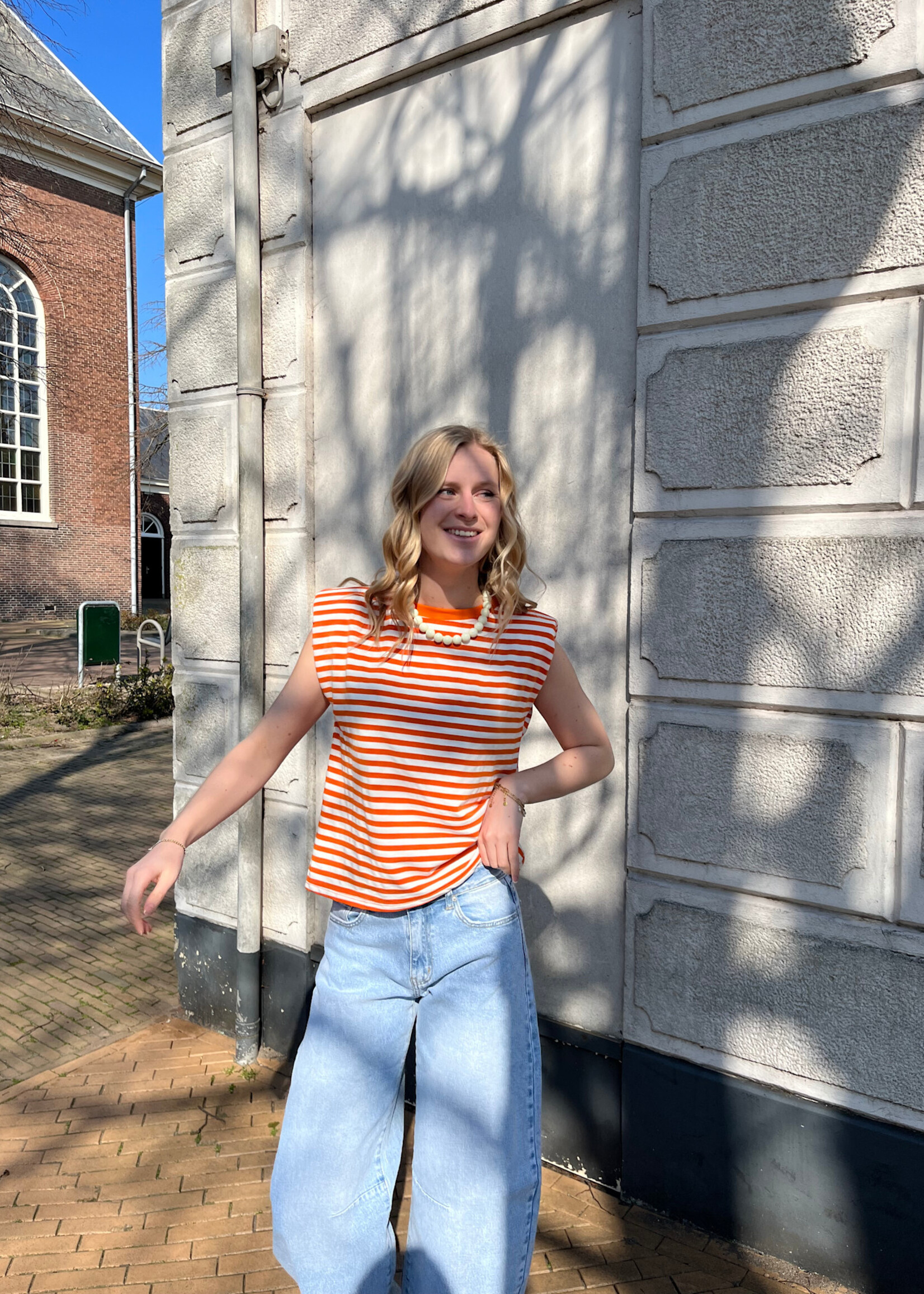 Flo Boutique Tee Finna Stripe Orange