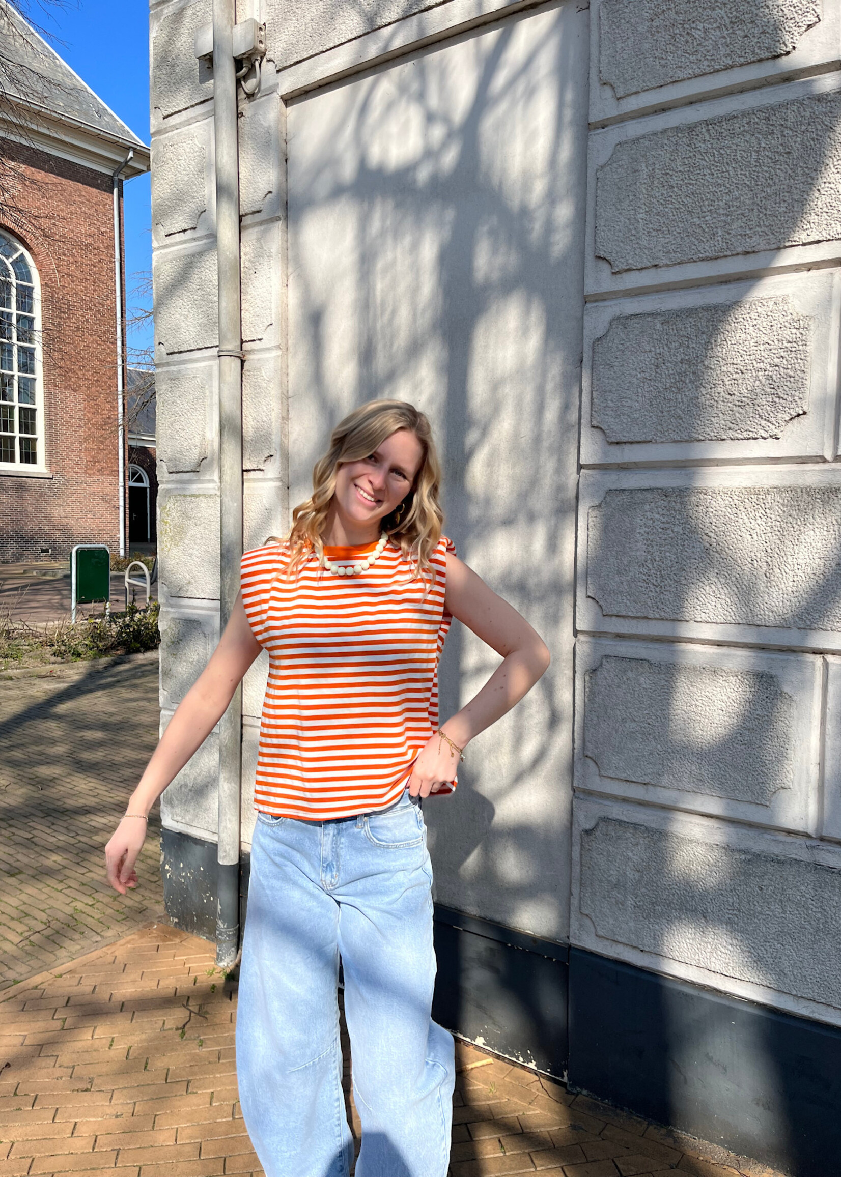 Flo Boutique Tee Finna Stripe Orange