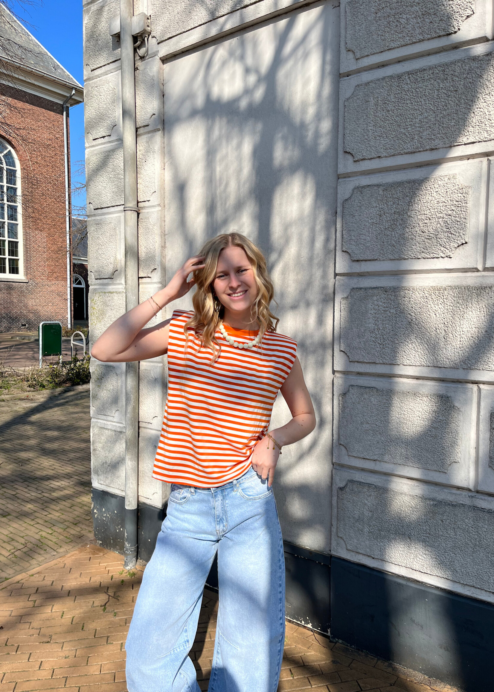 Flo Boutique Tee Finna Stripe Orange