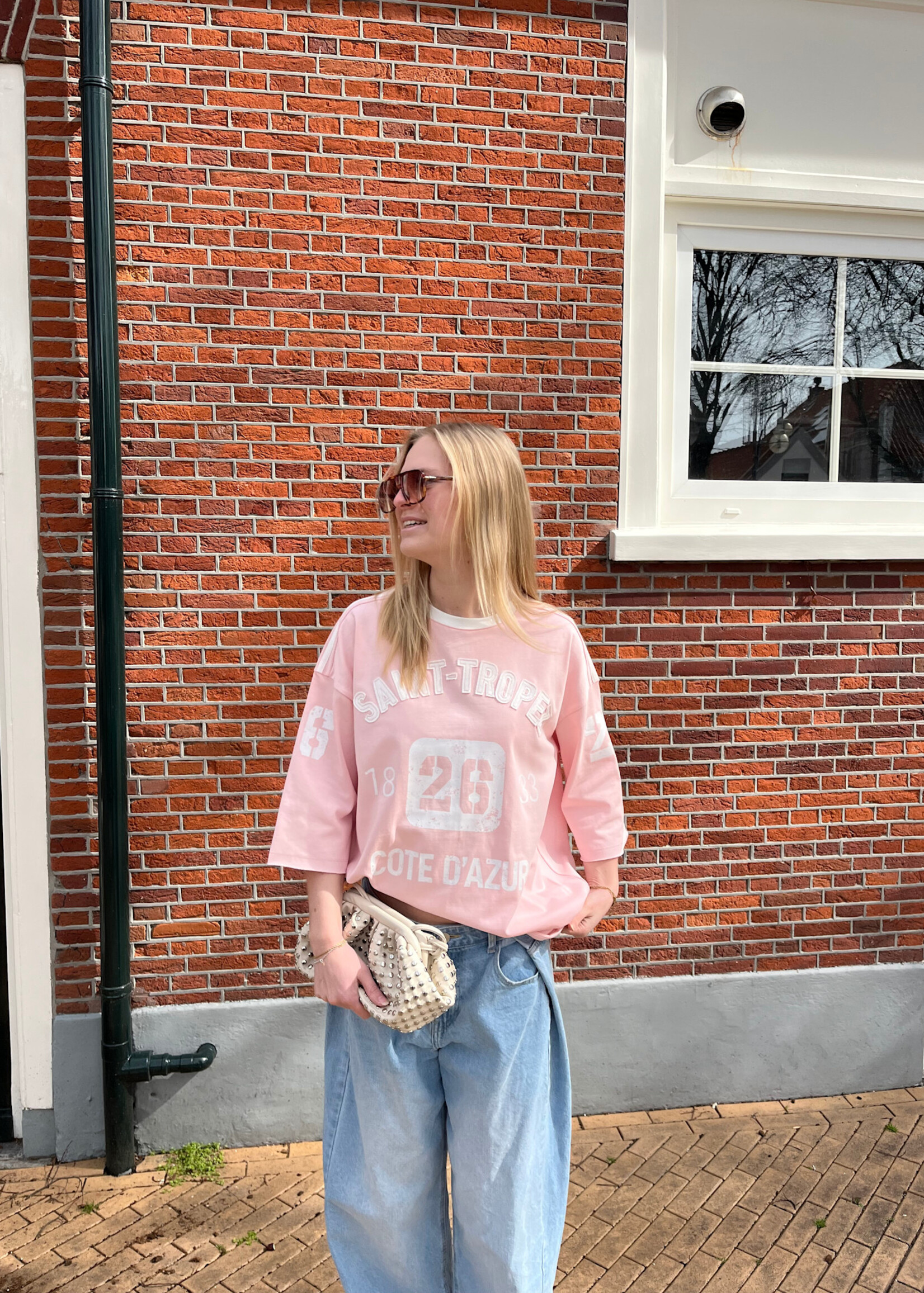 Flo Boutique Baseball Tee Saint Light Pink