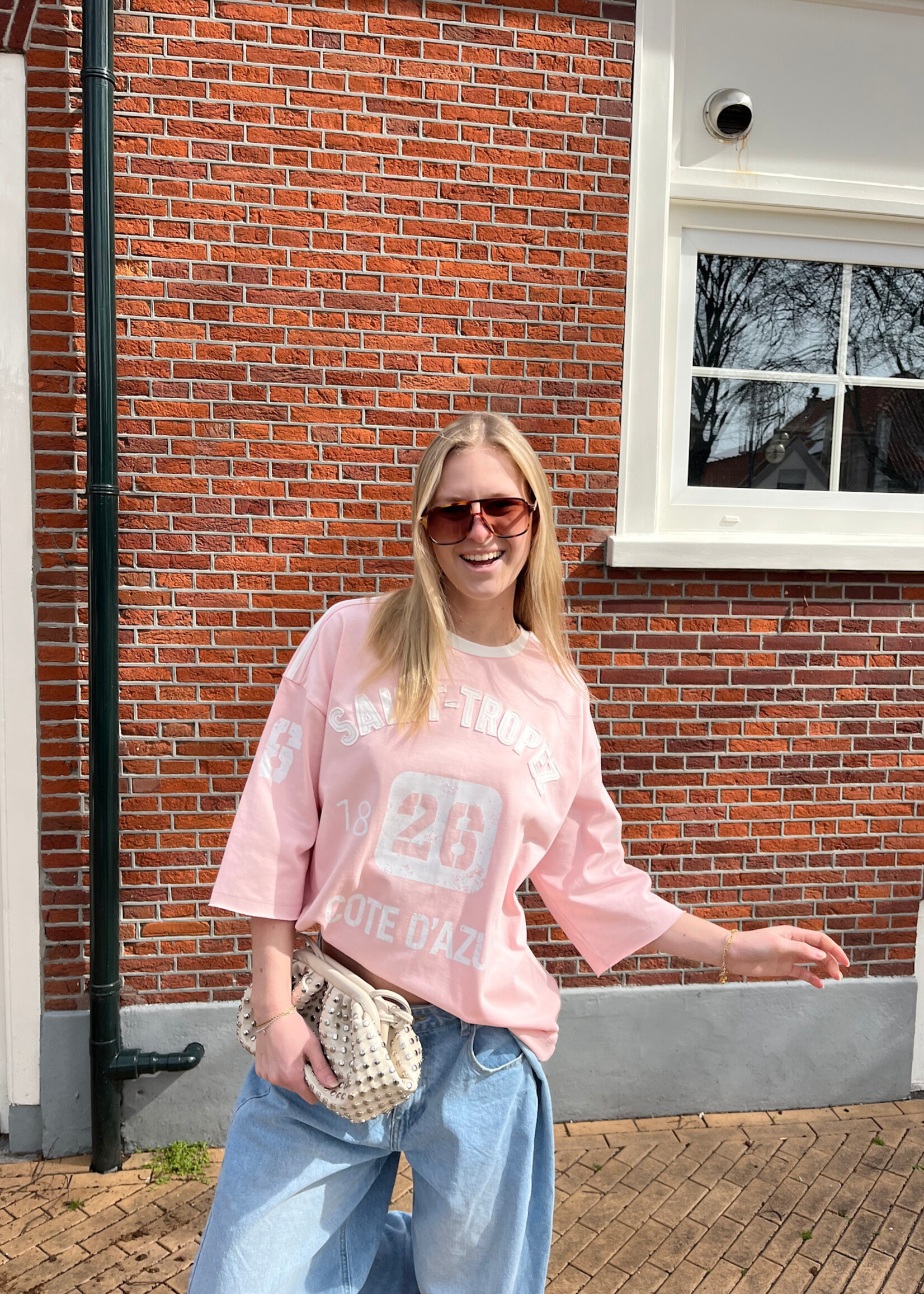 Flo Boutique Baseball Tee Saint Light Pink