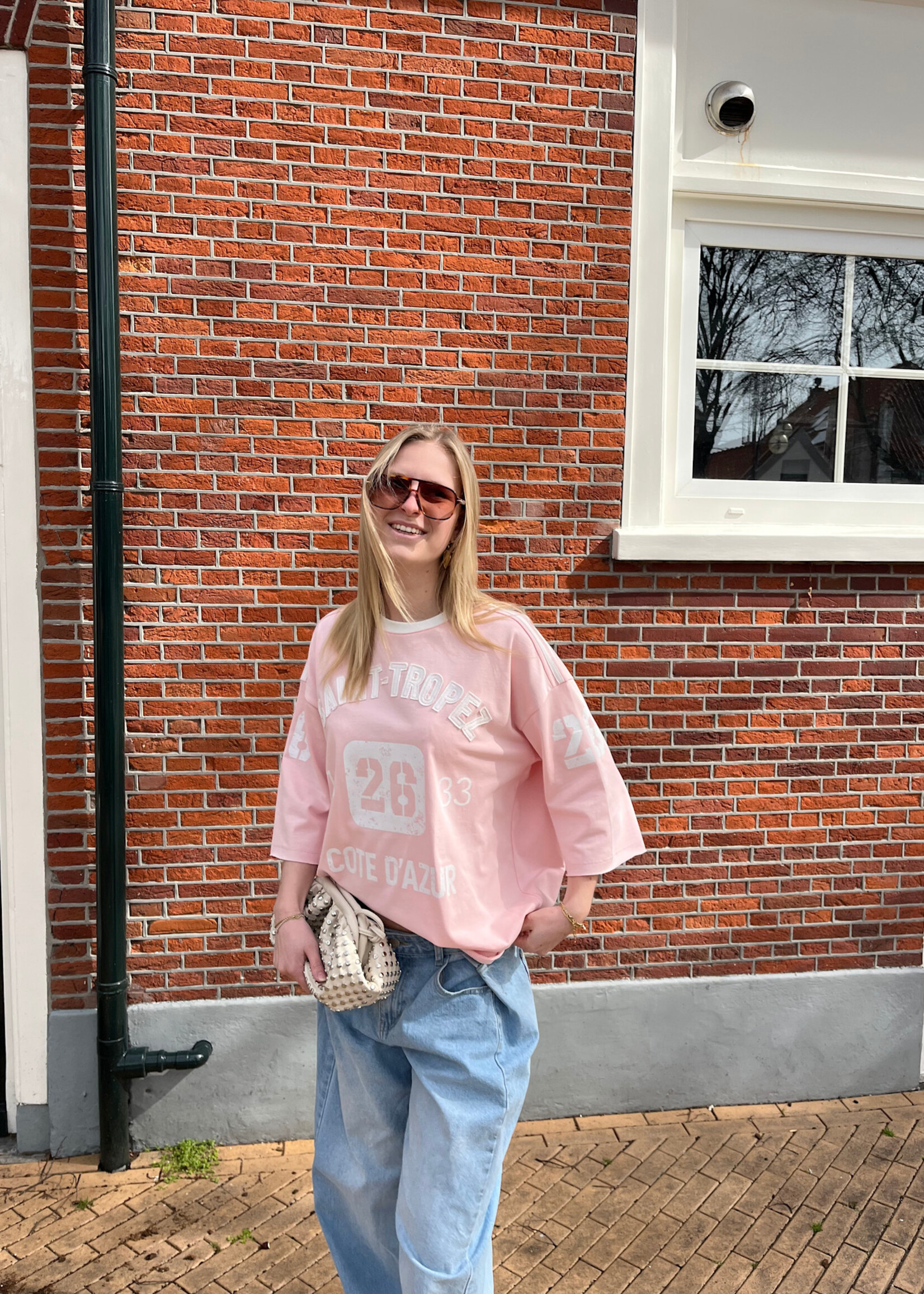 Flo Boutique Baseball Tee Saint Light Pink