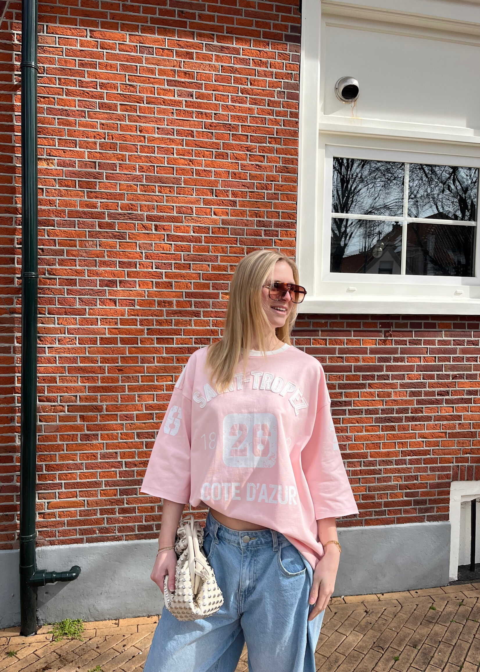 Flo Boutique Baseball Tee Saint Light Pink