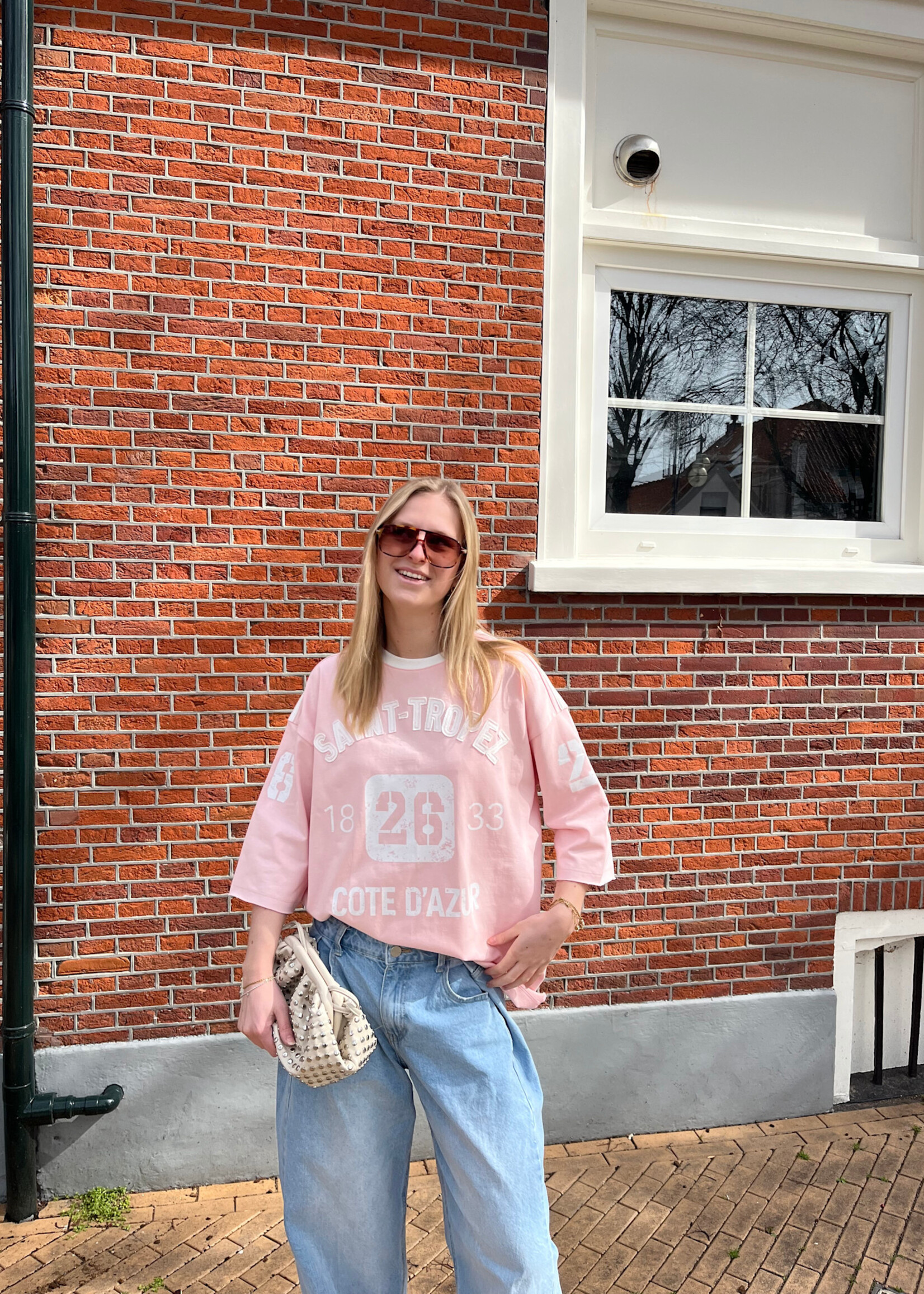 Flo Boutique Baseball Tee Saint Light Pink