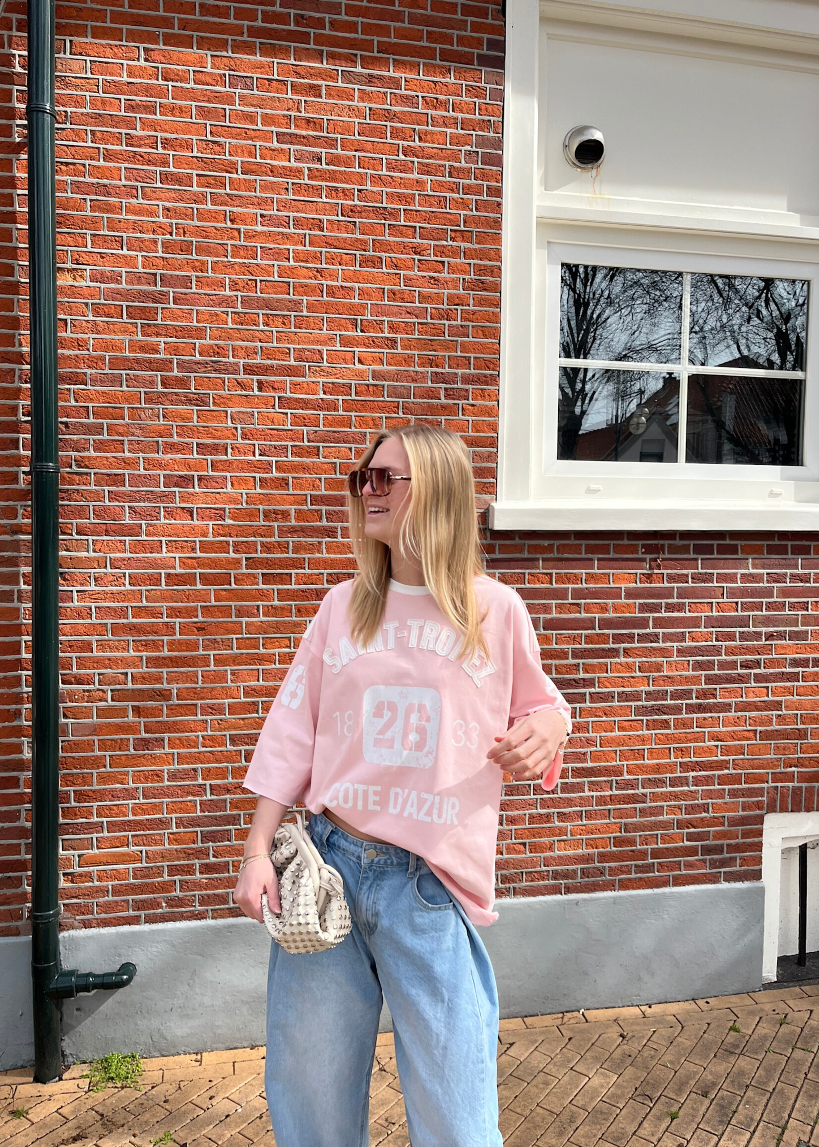 Flo Boutique Baseball Tee Saint Light Pink