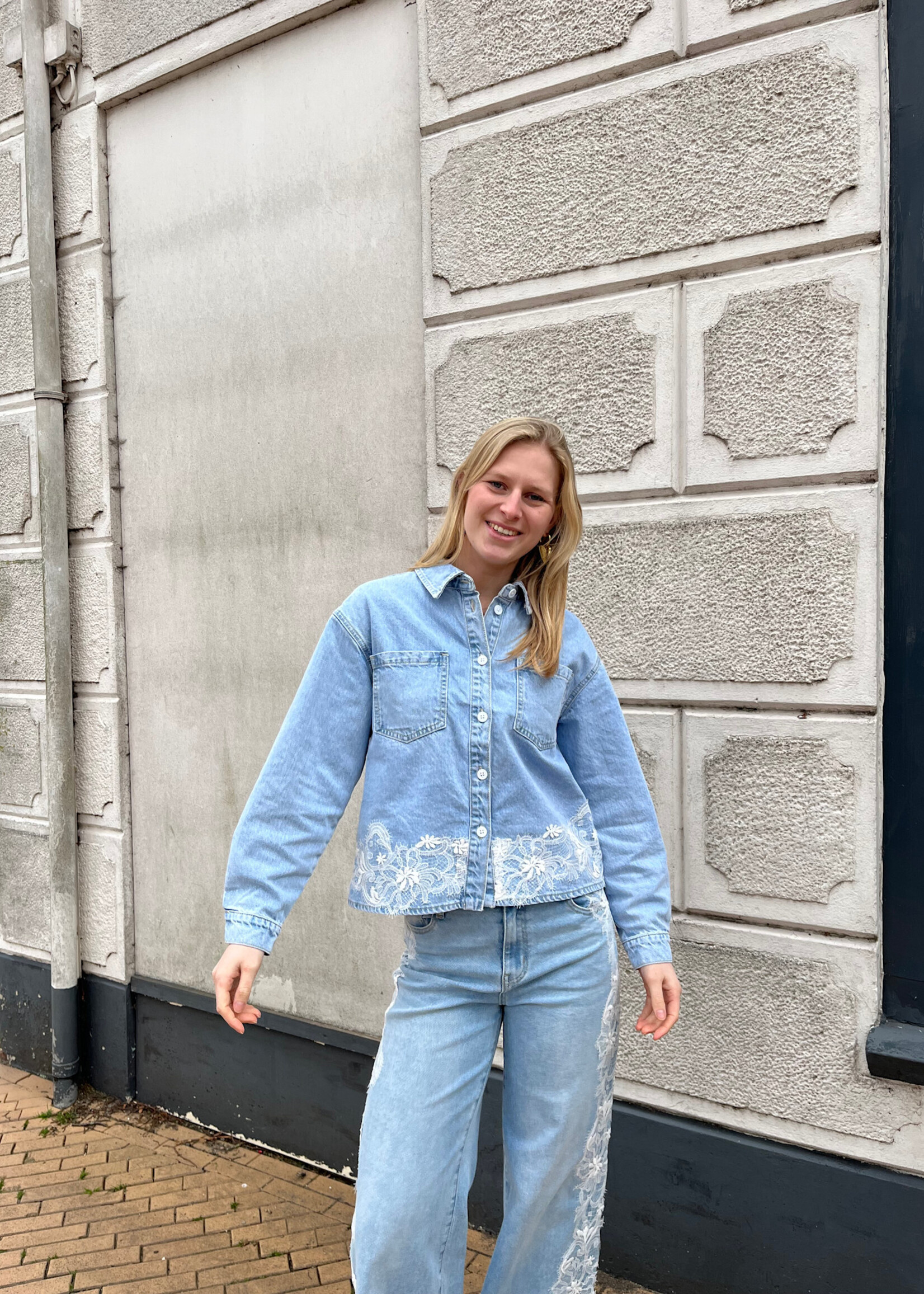 Flo Boutique Denim Top Charlie Lace