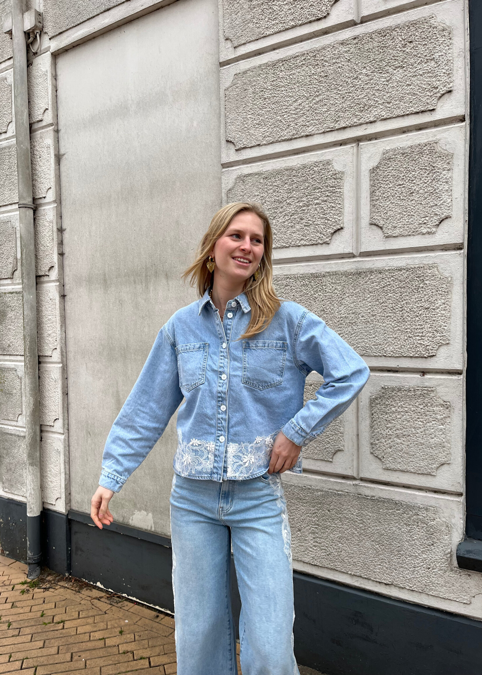 Flo Boutique Denim Top Charlie Lace