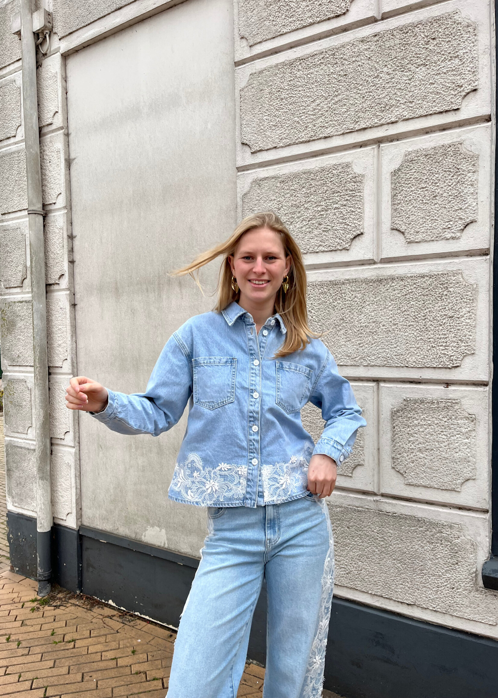 Flo Boutique Denim Top Charlie Lace