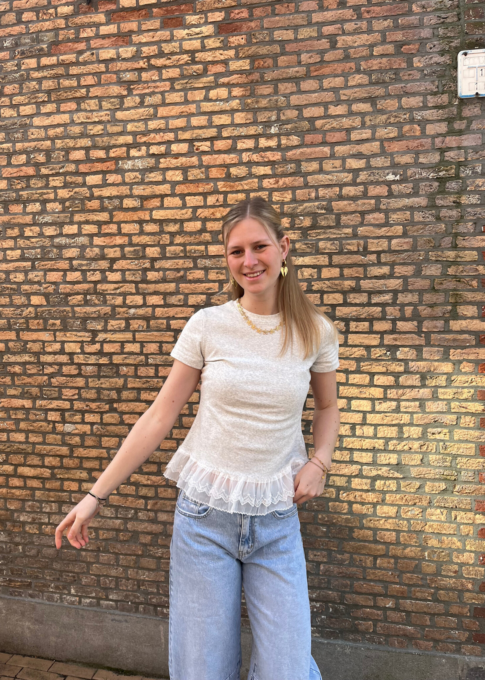 Flo Boutique T-shirt Madée Lace Grey